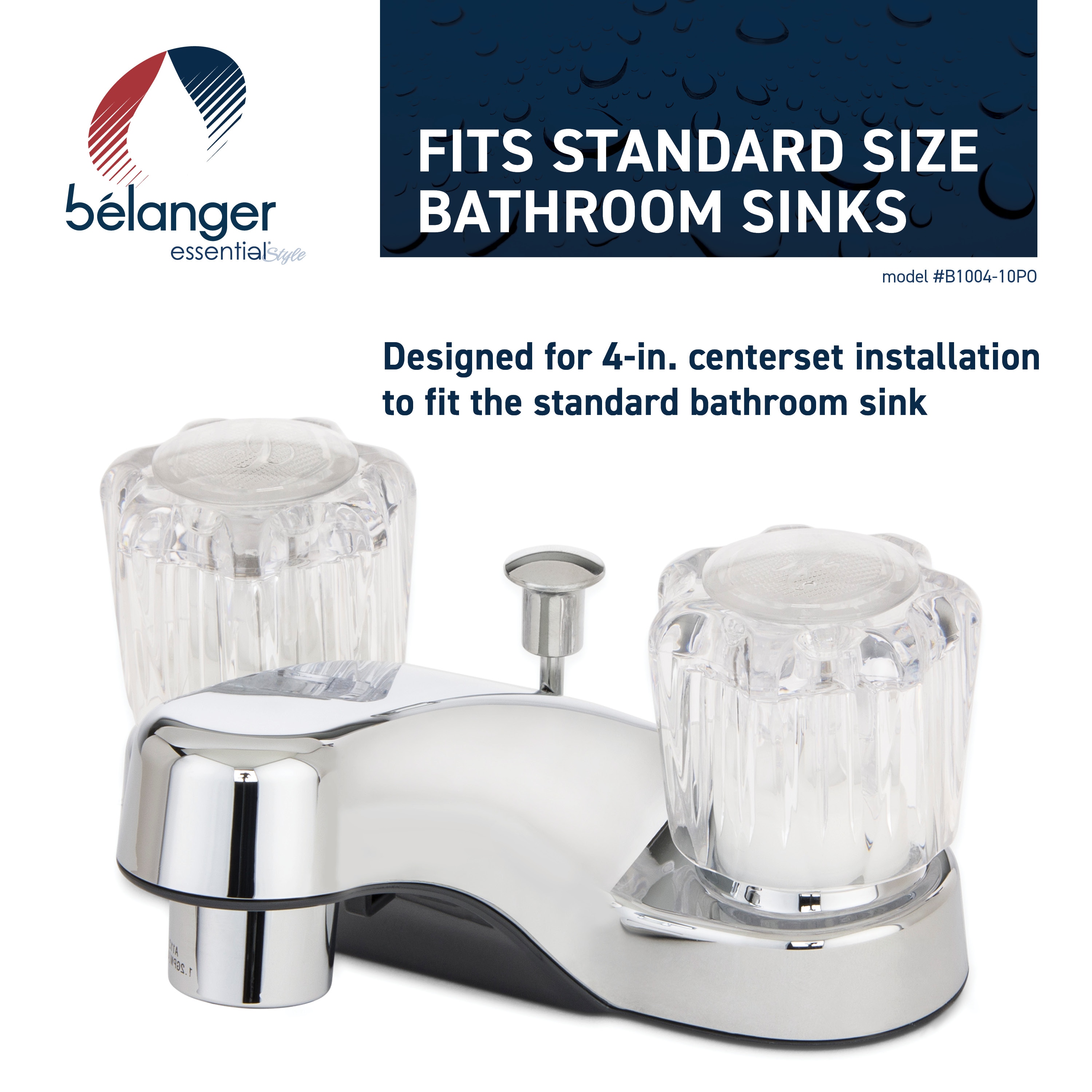 Keeney Stylewise Polished chrome 4-in centerset 2-handle Low-arc Residential Handle Bathroom Sink Faucet with Deck Plate