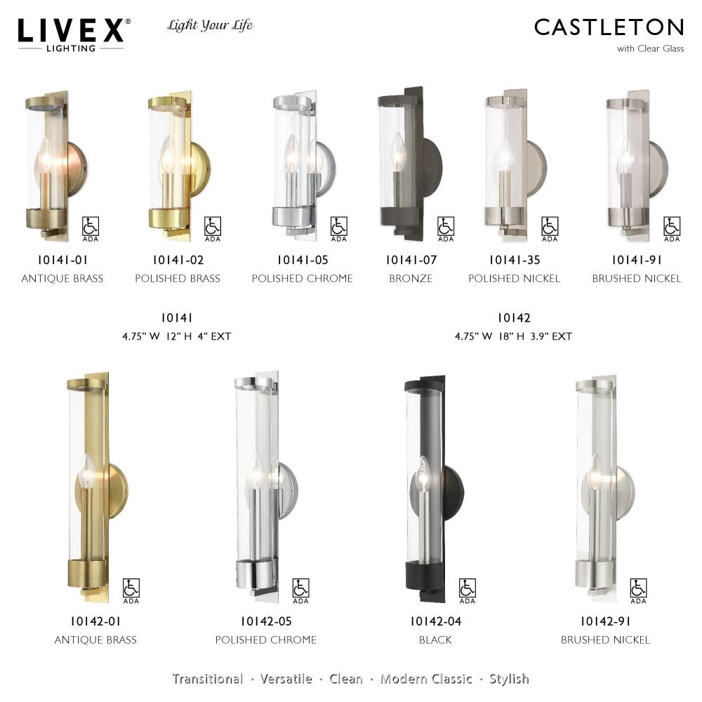 Castleton Brushed Nickel ADA Compliant Wall Sconce with Clear Glass