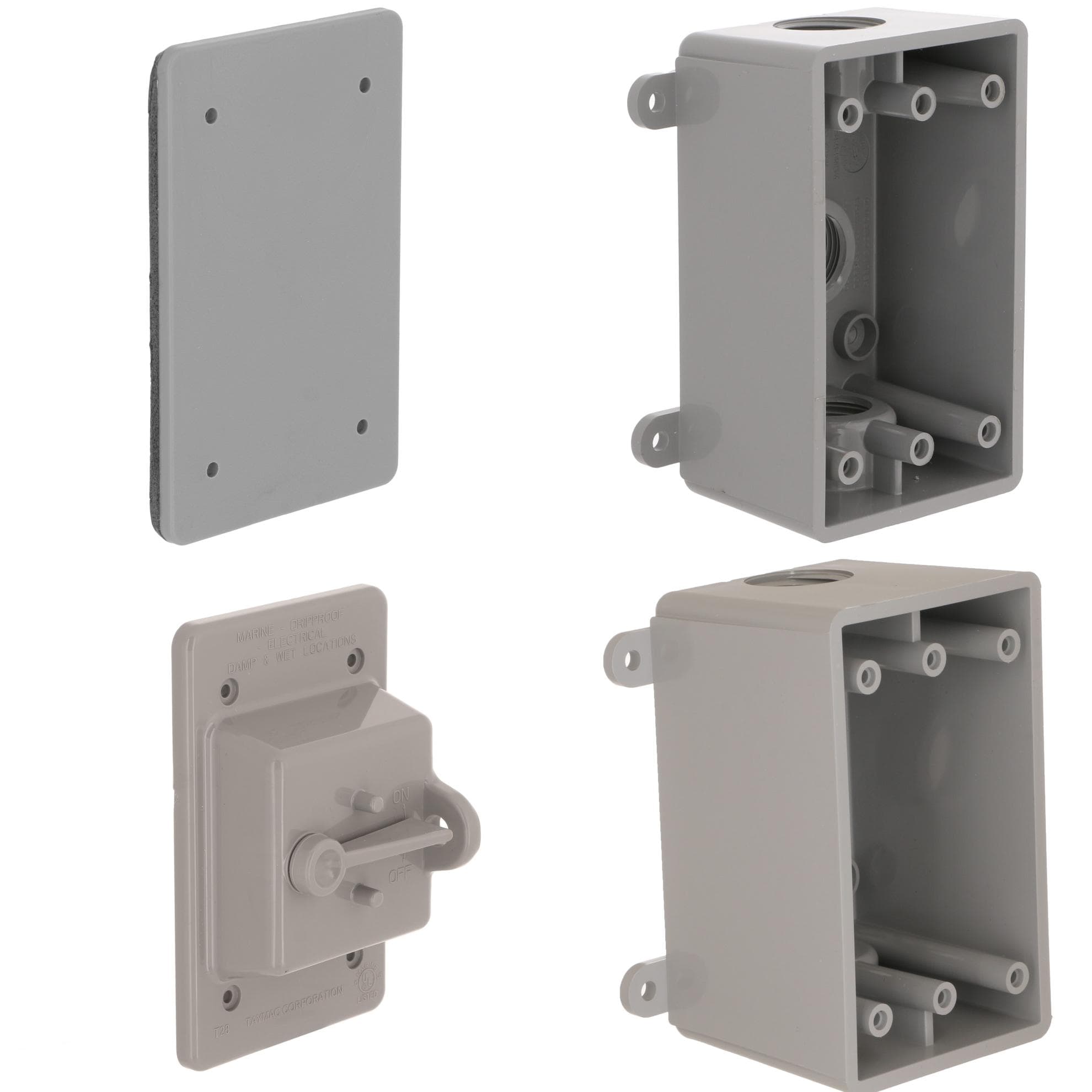 TayMac  Hubbell 1-Gang Gray NonMetallic Weatherproof Outlet Box and Cover