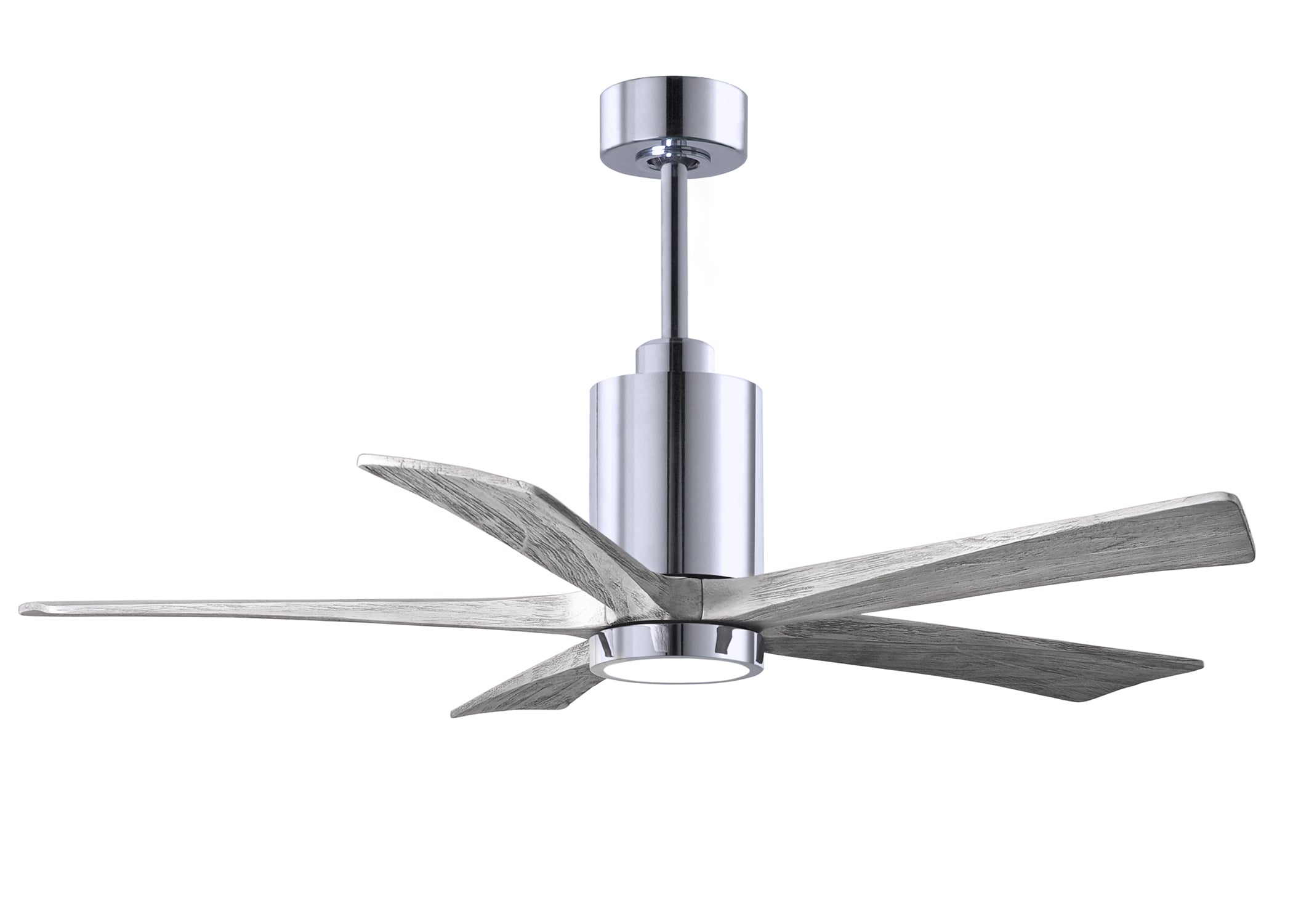 Matthews Fan Company PA5-CR-BW-52 Patricia 52-in Color-Changing Integrated LED Outdoor Polished Chrome with Barn Wood Tone Blades Ceiling Fan With Light - Remote Included ( 5 -Blade )
