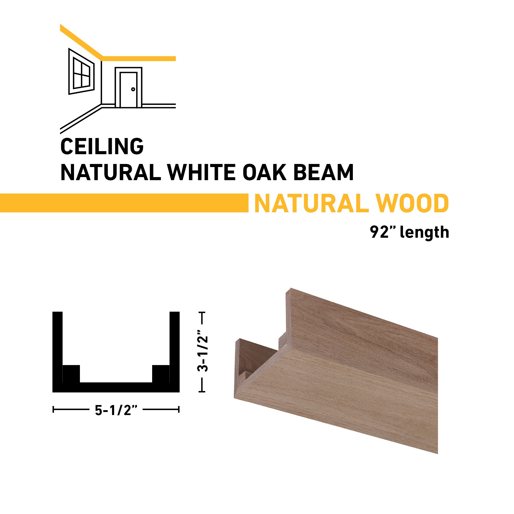 Ornamental Mouldings BEAMNAT02-92WOA5X3 Faux-Beams - View #3
