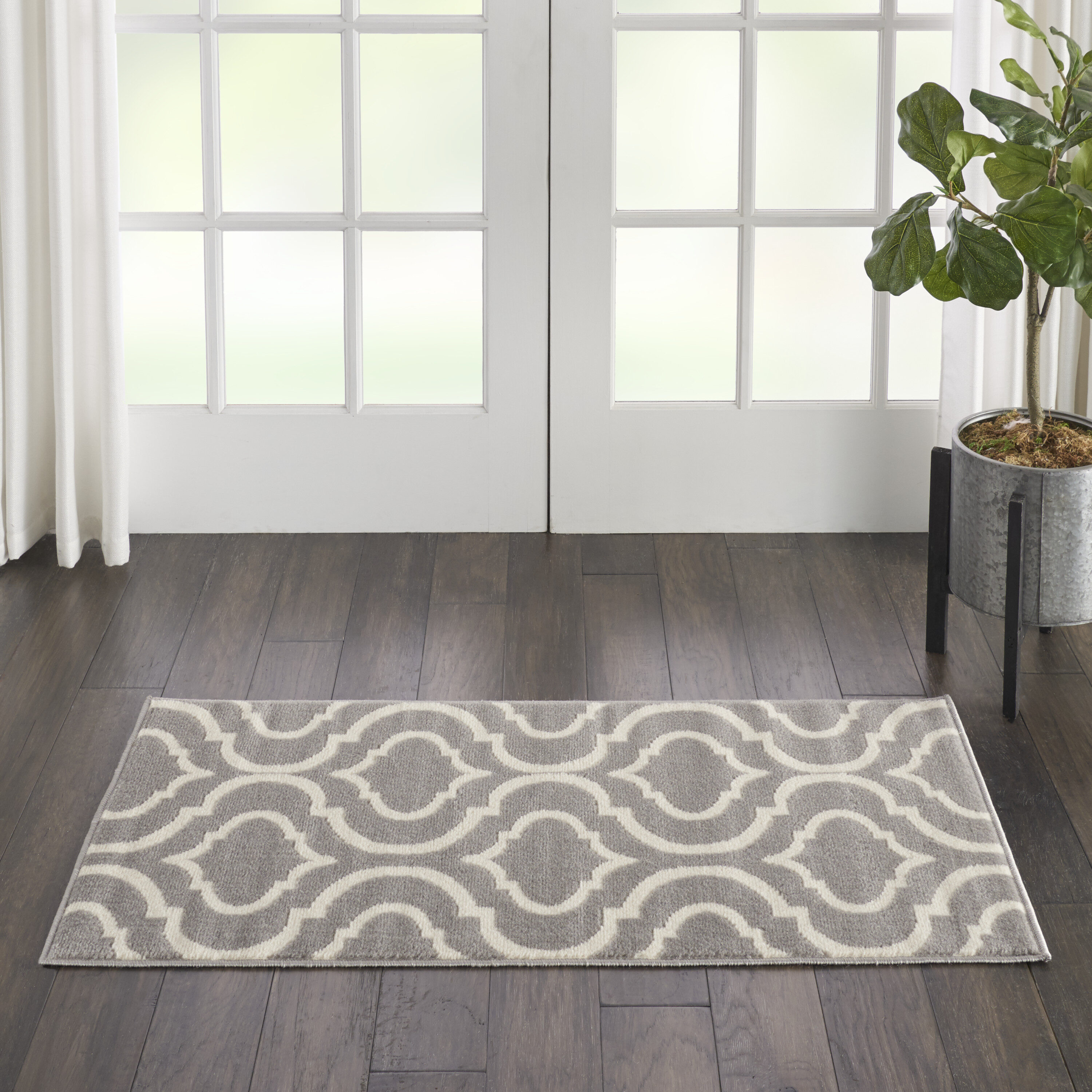 Nourison 99446479716 Jubilant 2 x 4 (ft) Loomed Polypropylene Grey Rectangular Indoor Abstract Area rug