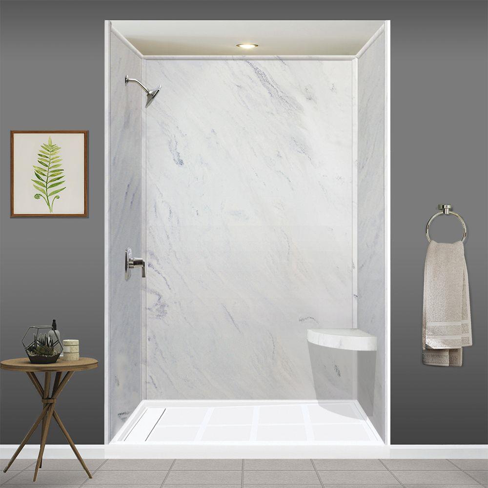 Transolid White Carrara Solid Surface Wall Mount Shower Chair at Lowes.com