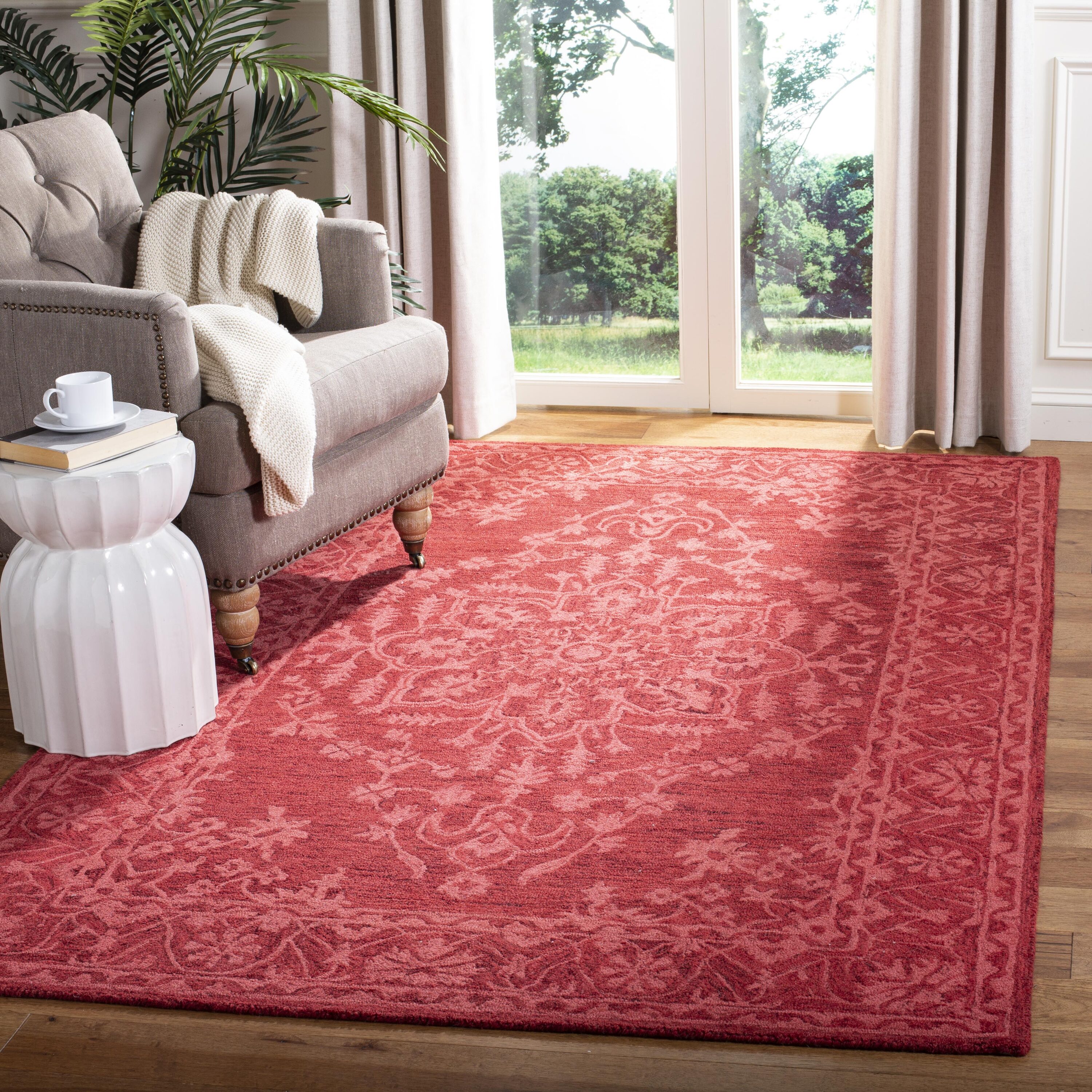  Dip Dye 702 Red Traditional 5ft x 8ft Medium Rectangle Rug
