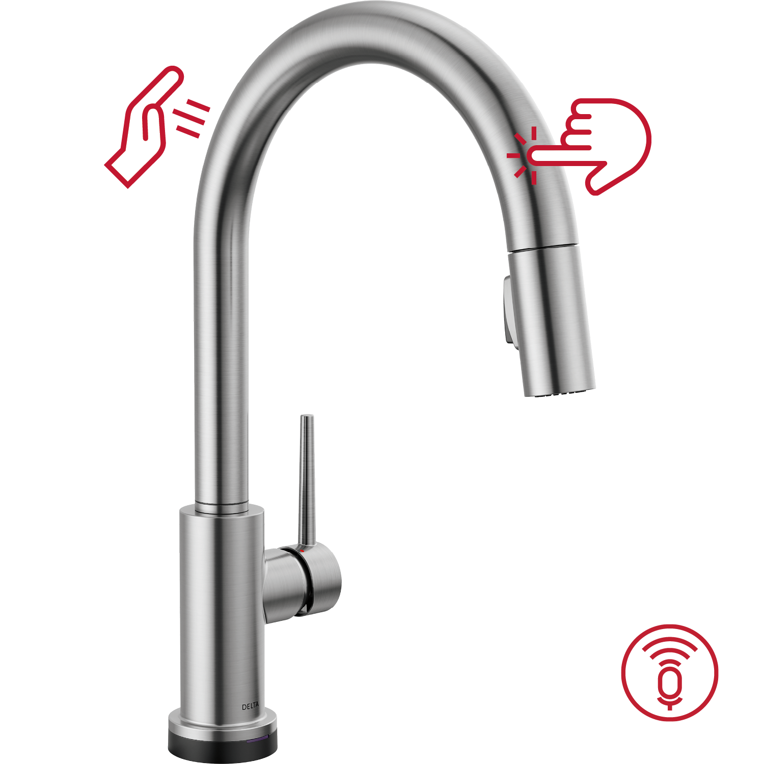 Delta 9159TLV-AR-DST Trinsic Arctic Stainless Single Handle Deck-mount Voice Activated Pull-down Kitchen Faucet with Sprayer