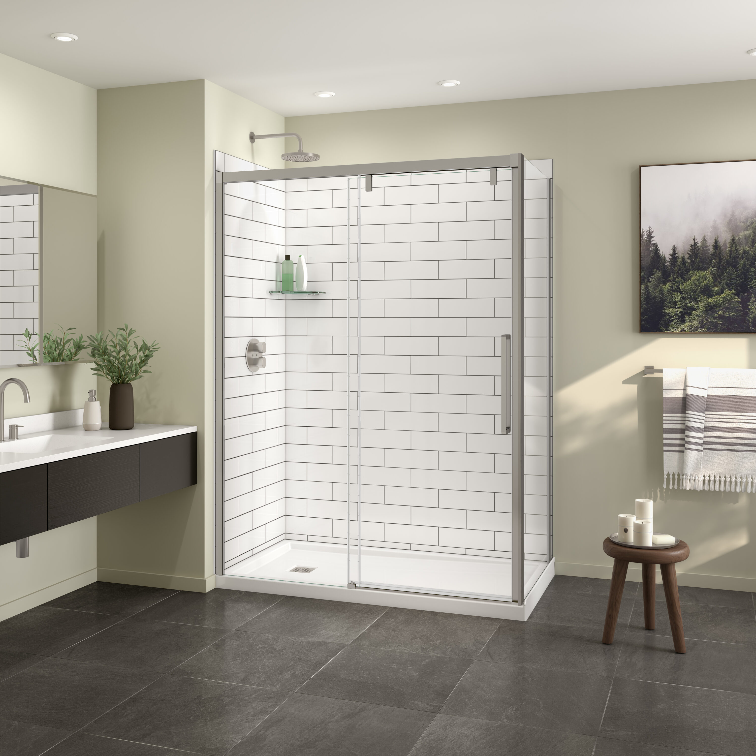 DreamLine ACLW3680SWL90 Utile 36.25 W x 1.125-in D x 80-in H Tux 1 -Piece Direct to Stud Shower wall surround
