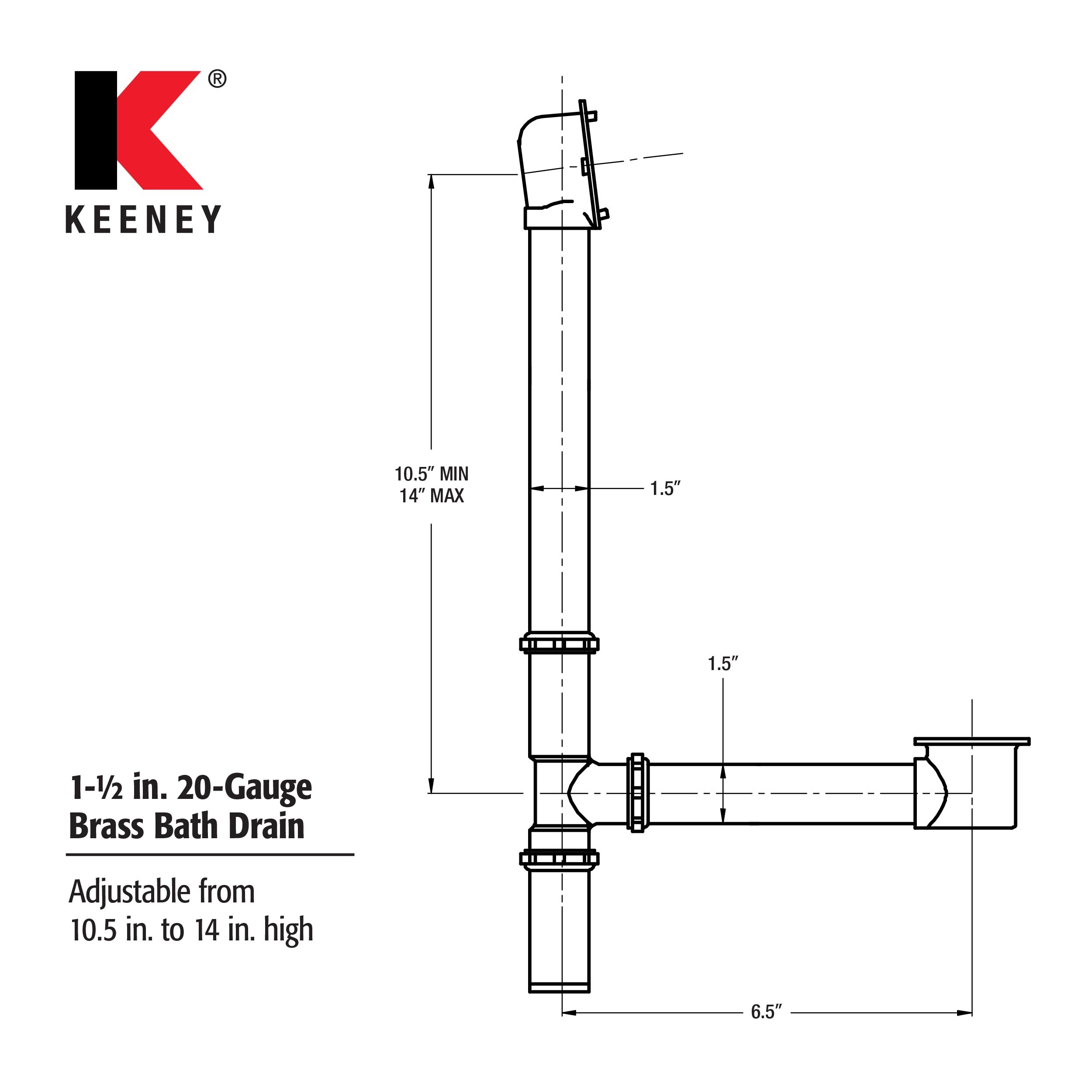 Keeney 1.5-in Polished Chrome Triplever Drain with Brass Pipe in the ...