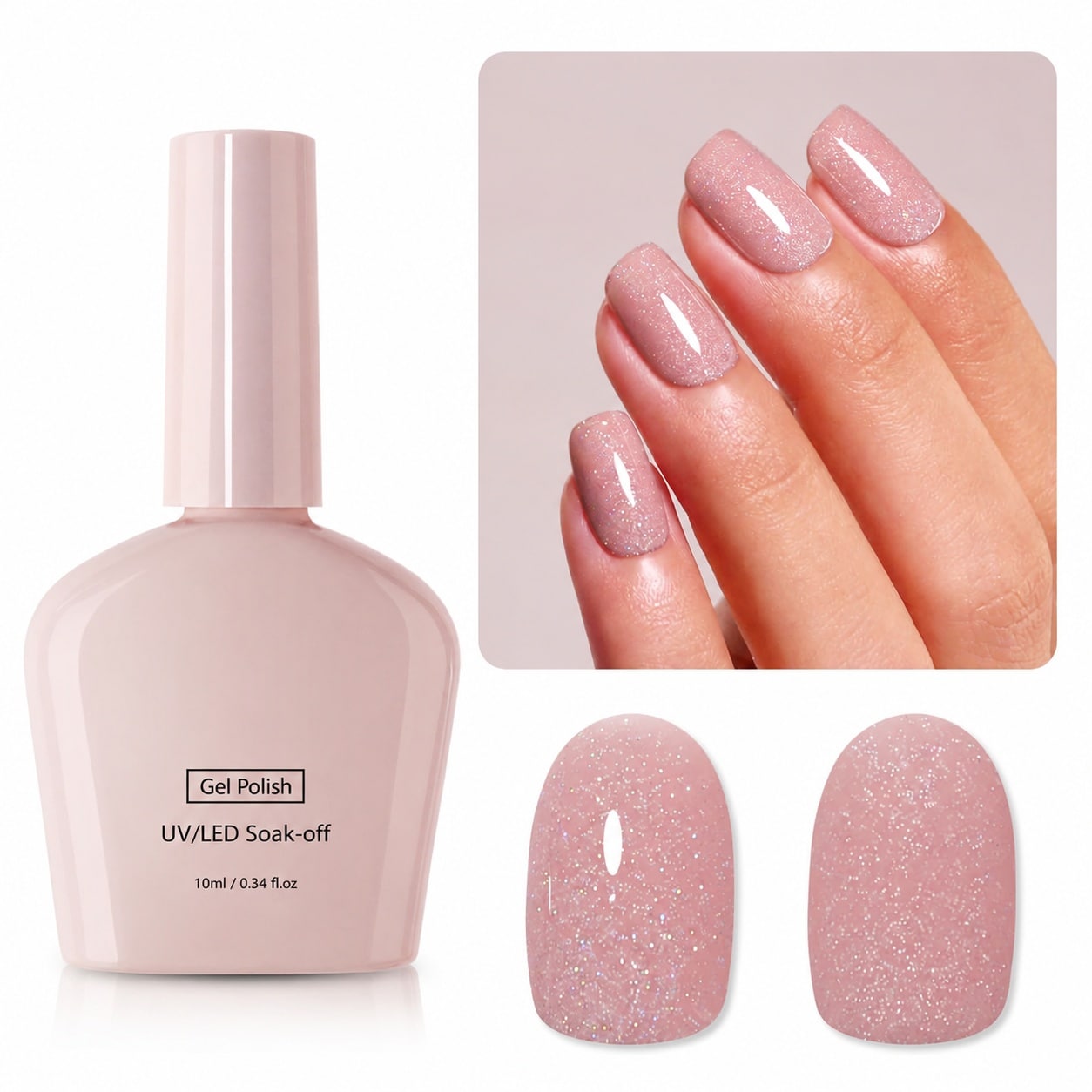 LILILIAN FMY Nude Iridescent Glitter Gel Nail Polish Soak Off LED UV Shimmer Sparkle Nail Gel Polish Kit for DIY Manicure 10ML | LRO0901O230