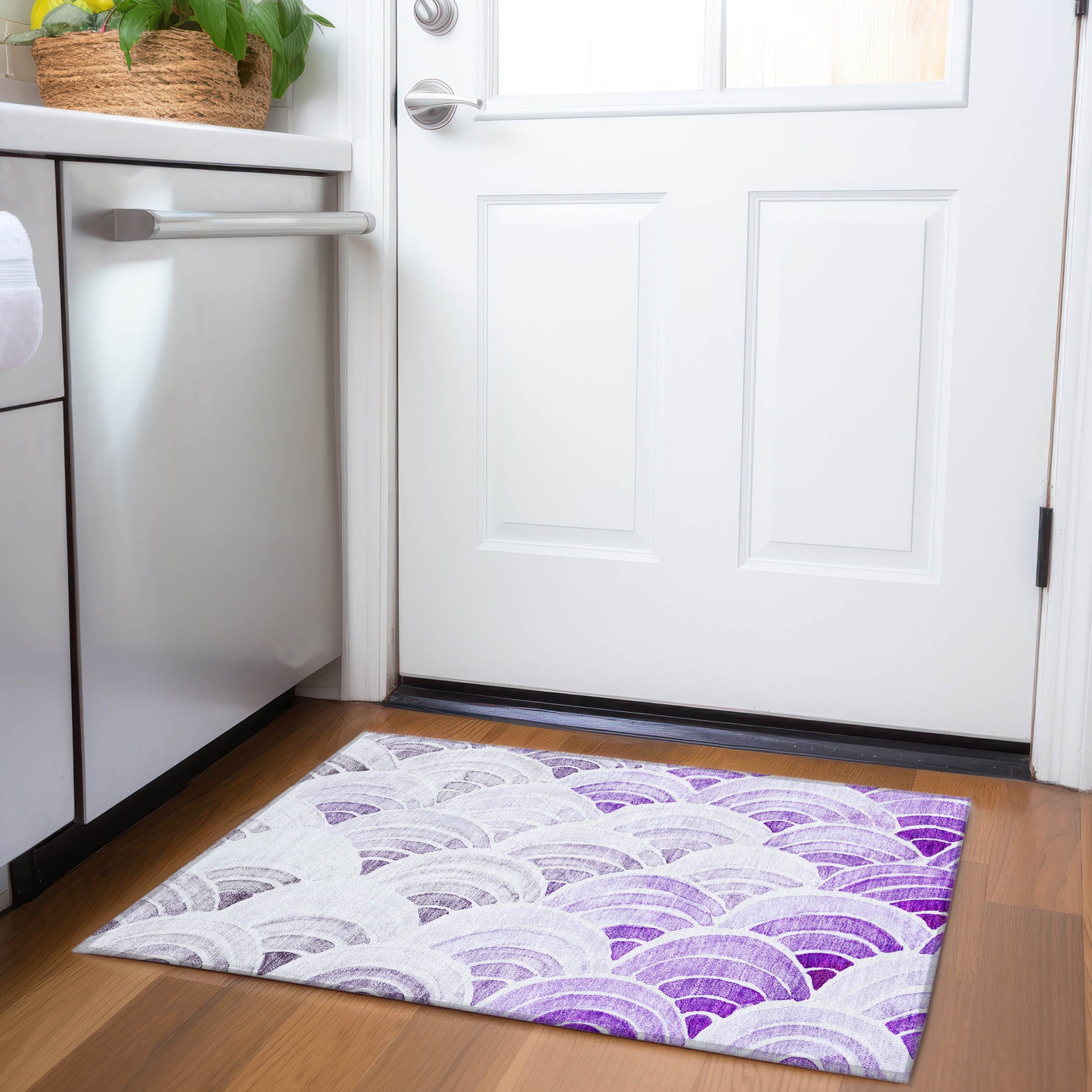 Addison Rugs AMF184PP20X30 Mayfield AMF184PP 2 x 3 (ft) Loomed Polyester Purple Rectangular Indoor Geometric Machine washable Area rug