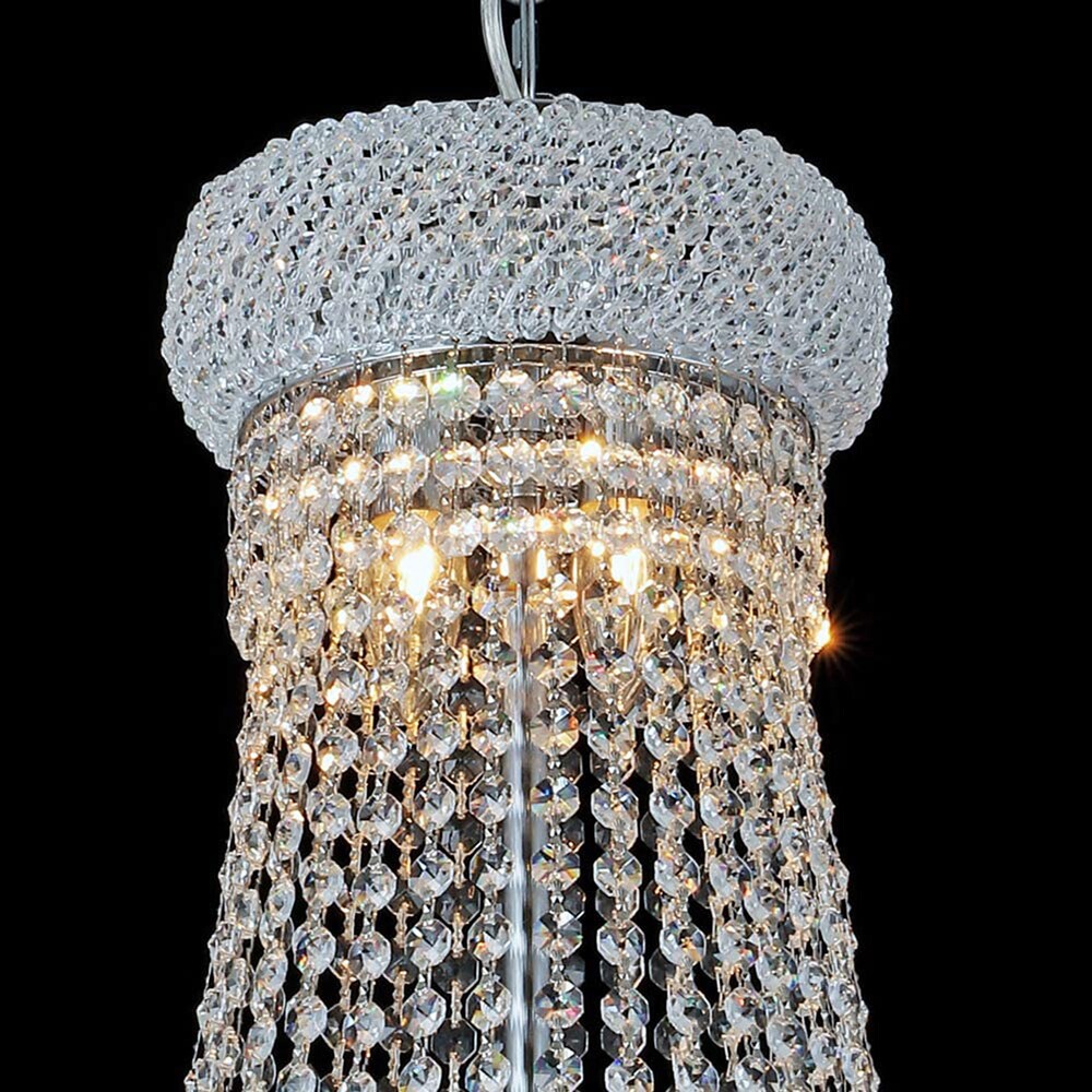 OUKANING 20 in. Silver 12-Light Luxury Raindrop Classic Empire