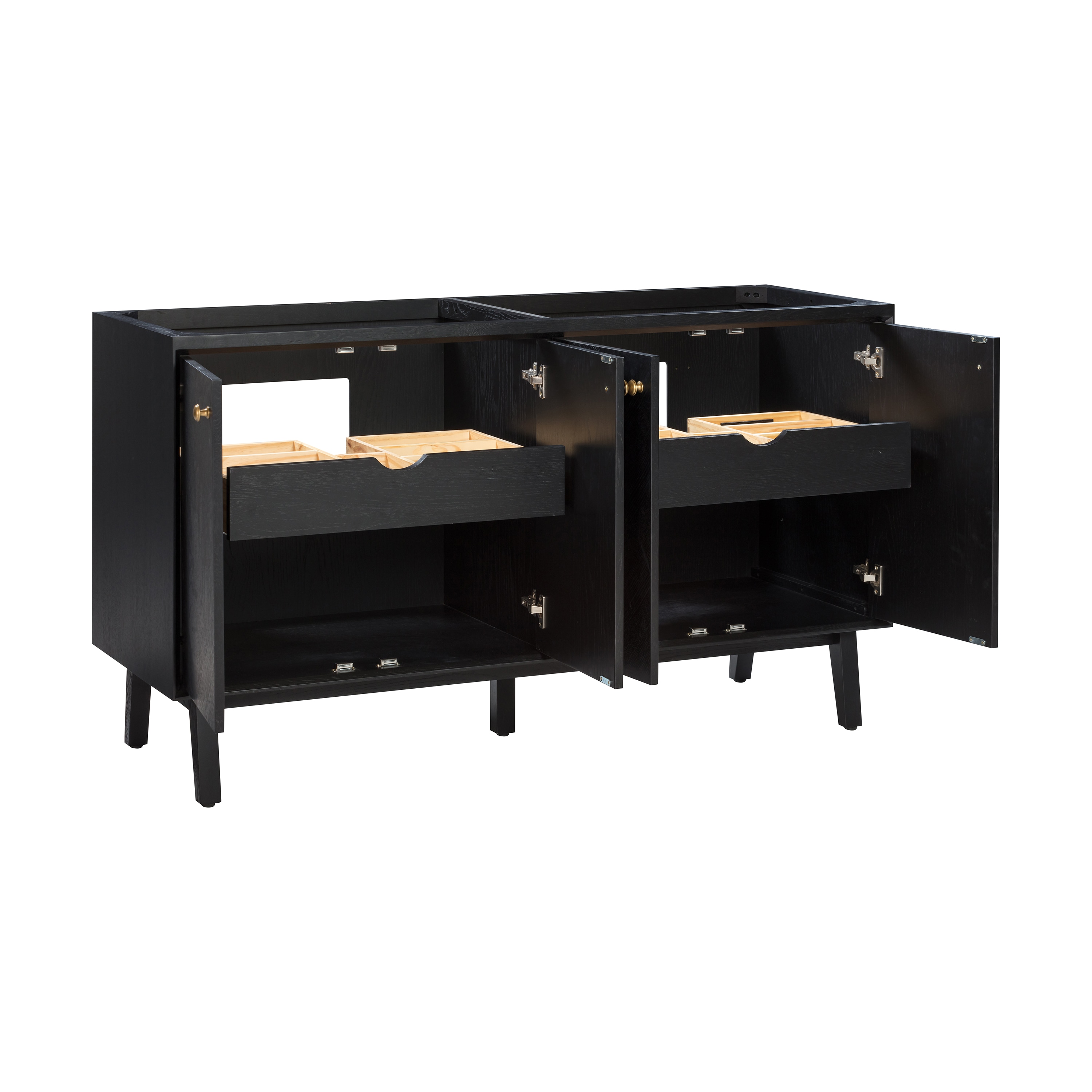 Adele 60'' Black Oak Double Bathroom Vanity Base