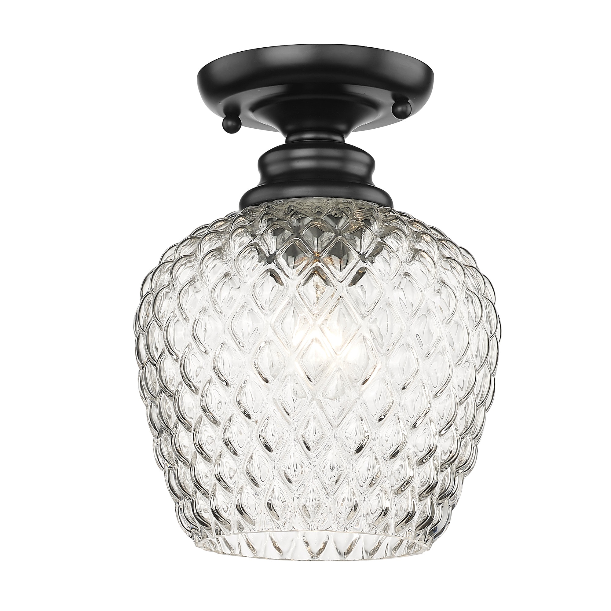 Adeline Matte Black and Clear Glass Semi-Flush Mount Light