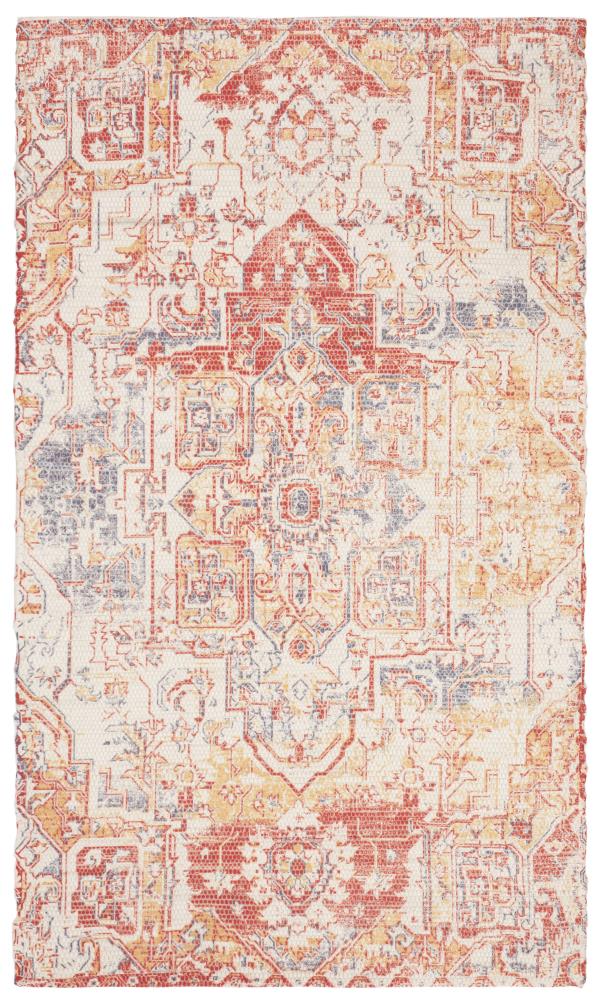 Safavieh SFN621Q-3 Saffron Kota 3 x 5 (ft) Loomed Polyester Red/Creme Rectangular Indoor Distressed/Overdyed Bohemian/Eclectic Throw rug