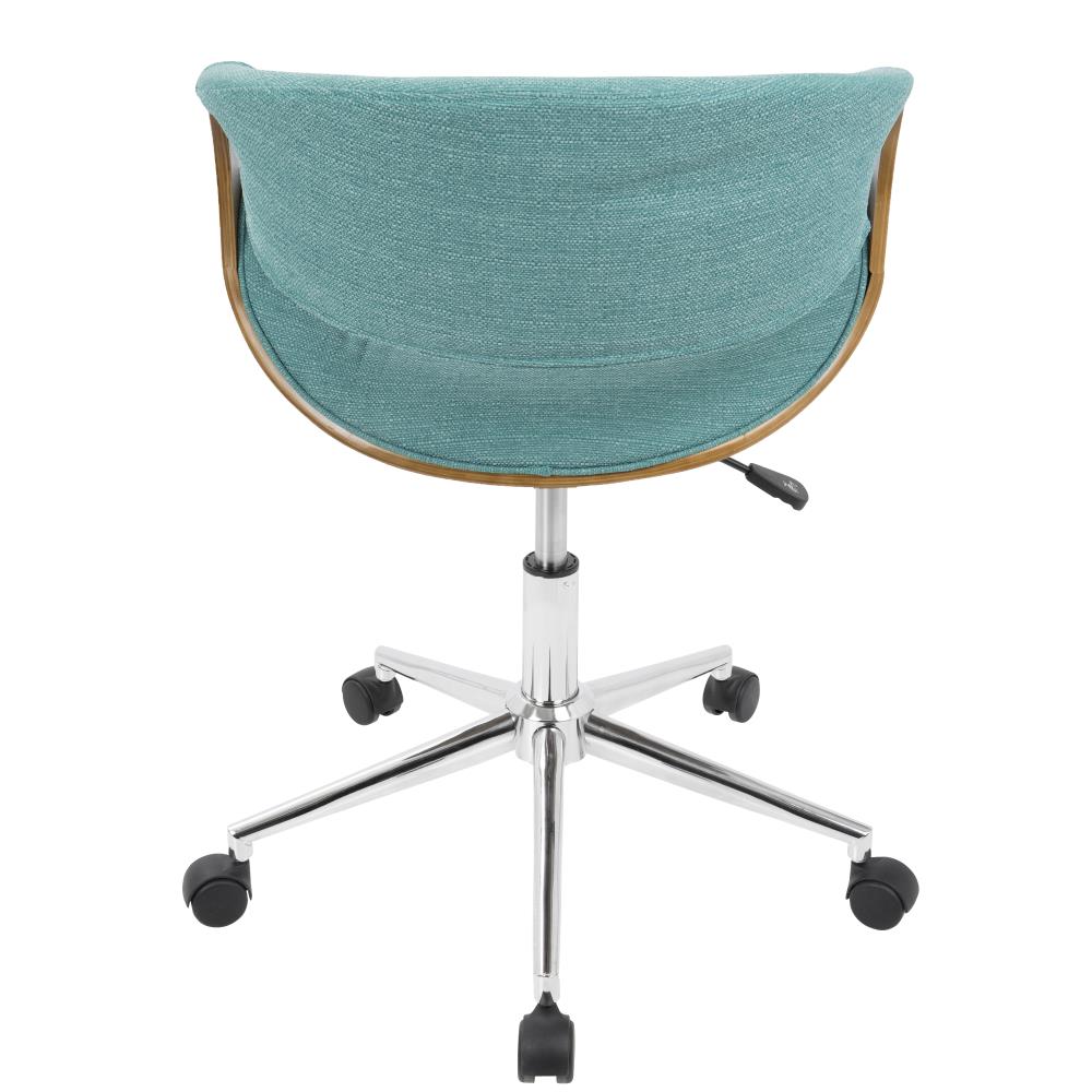LumiSource Curvo Walnut Teal Traditional Adjustable Height Swivel Upholstered Desk Chair at Lowes