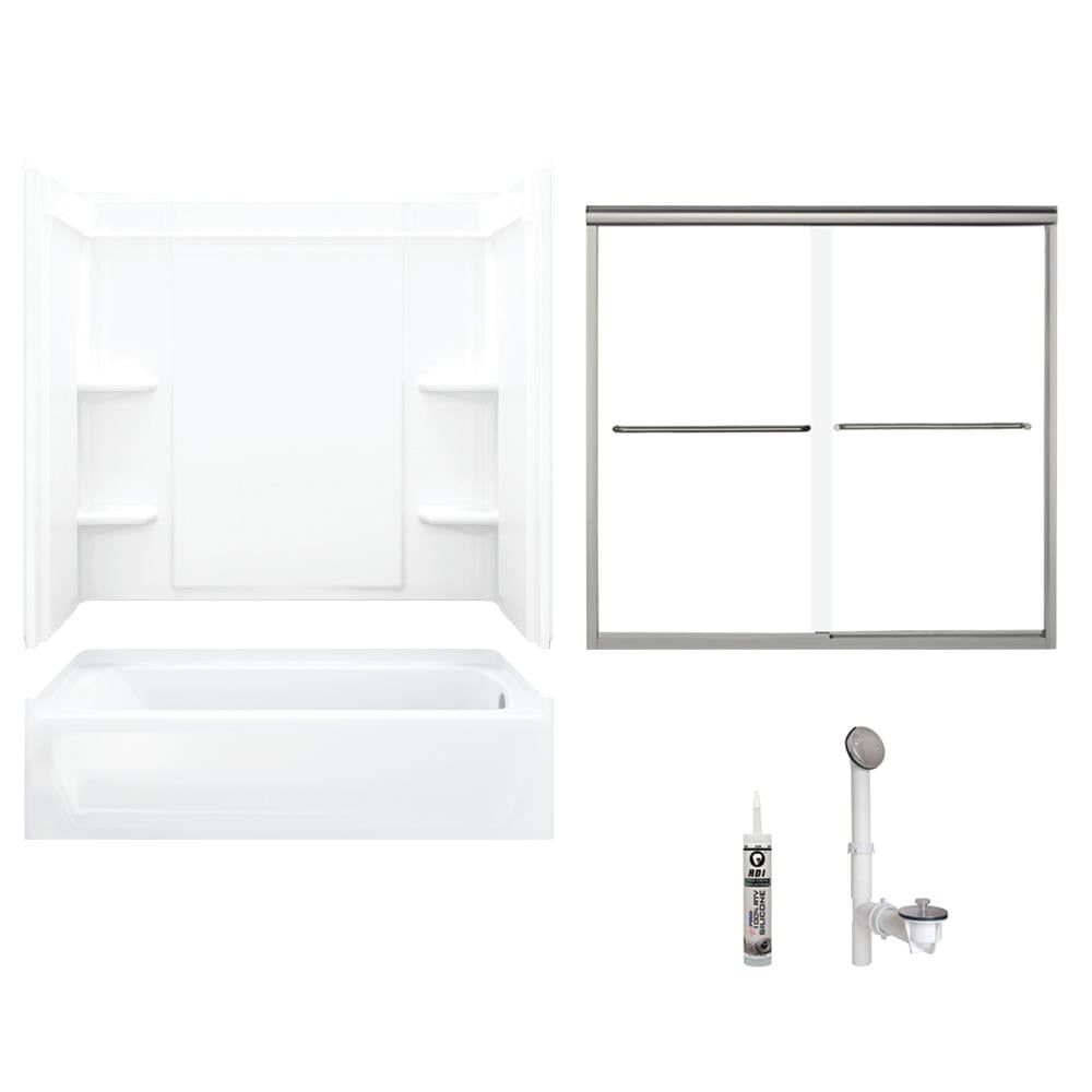 Ensemble 30-in x 60-in x 71-in White 5-Piece Bathtub and Shower Combination Kit (Right Drain) Drain Included | - Sterling 7137R-5405NC-0