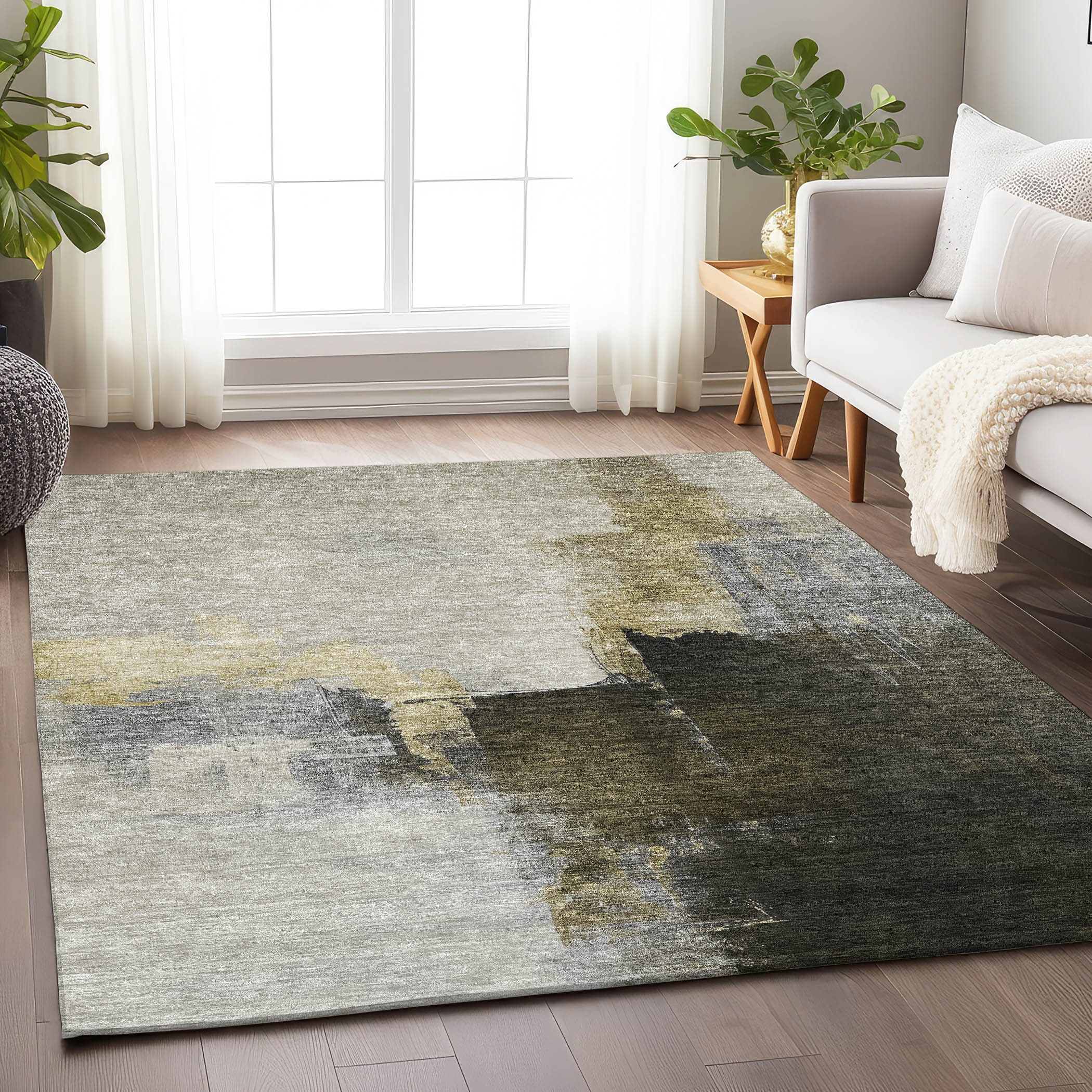 Addison Rugs ACN1071KH5X8 Chantille ACN1071KH 5 x 7 (ft) Polyester Khaki Rectangular Indoor/Outdoor Geometric Machine washable Area rug