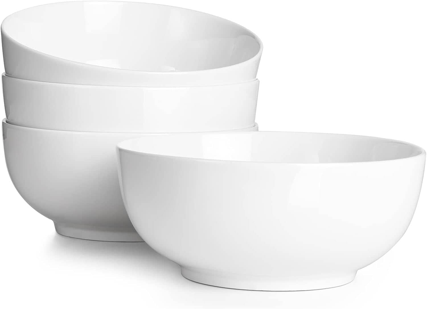 Dowan B07T1YLTY8 39 OZ Large Deep Bowls Set of 4 Ceramic Bowls for Ramen Pasta Salad Mixed Fruit White