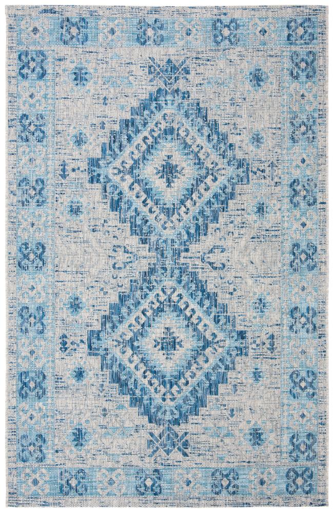Safavieh CY8546-36812-9 Courtyard Pestra 9 x 12 (ft) Loomed Polypropylene Light Gray/Blue Rectangular Indoor/Outdoor Abstract Coastal Area rug