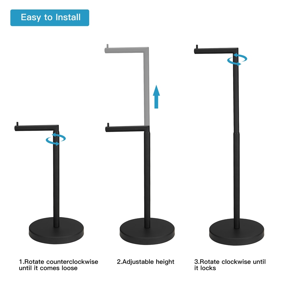 Matte Black Adjustable Freestanding Toilet Paper Holder