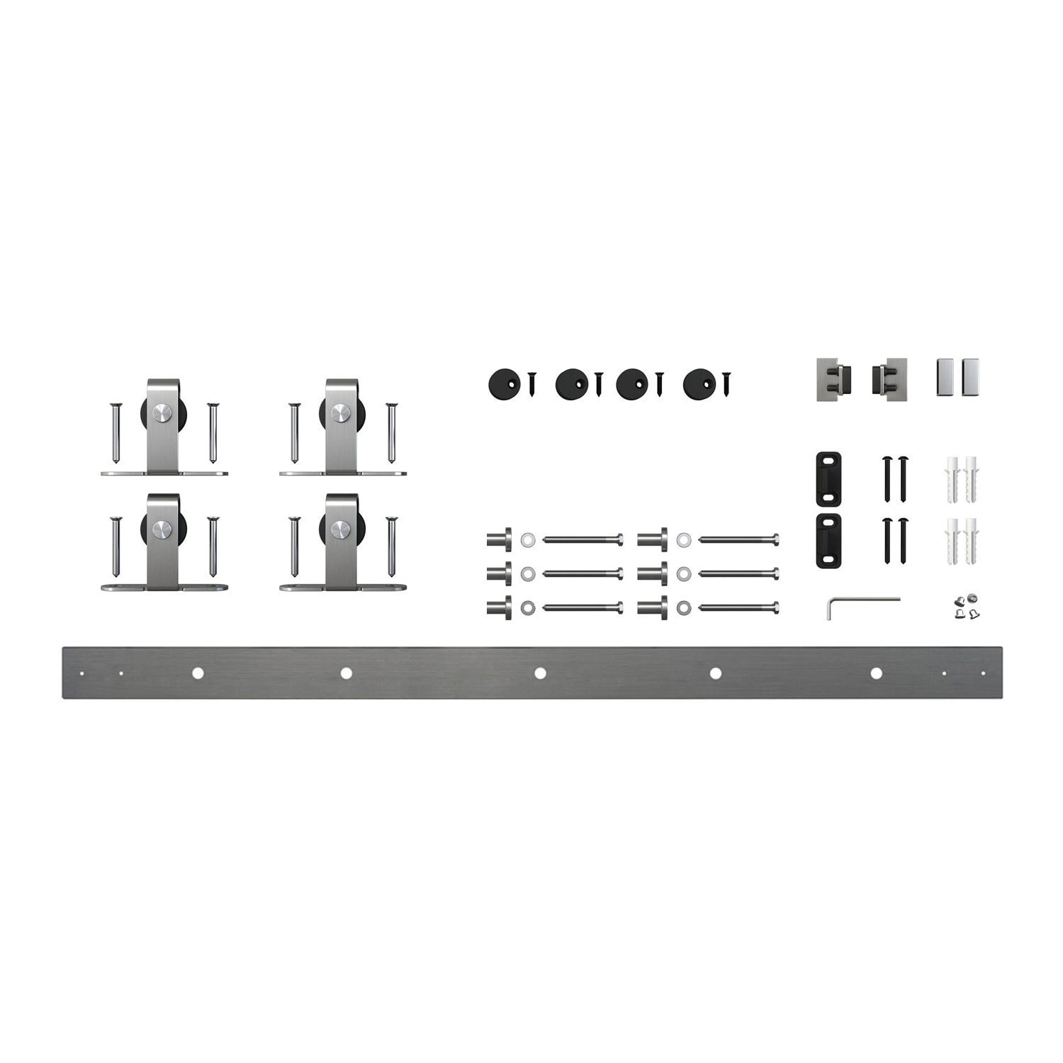 Architectural Products by Outwater 3P5.7.00114 48-in Stainless steel Stainless Steel Indoor Top mount Double Barn door hardware kit