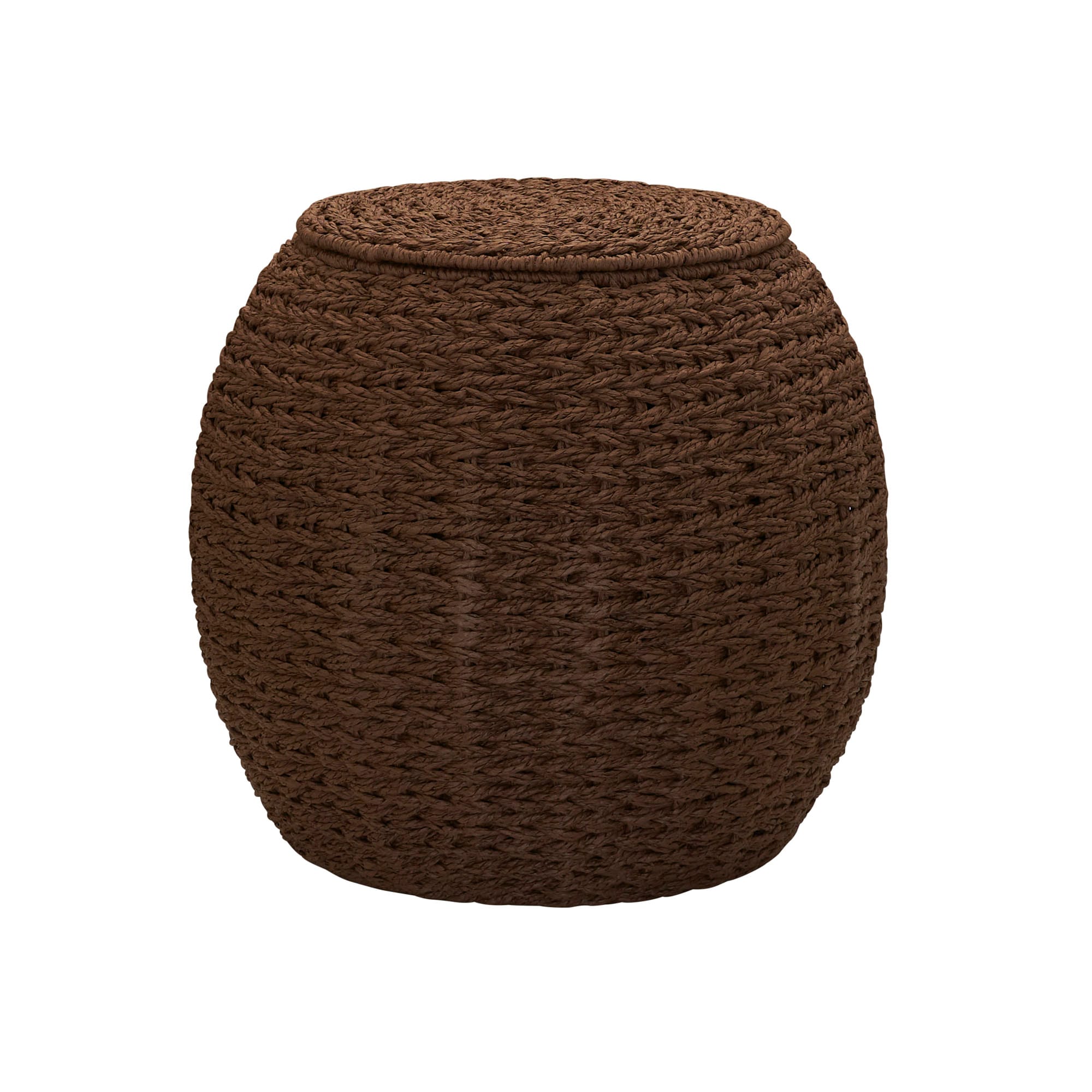 Household Essentials HHML-4228 Handwoven Paper Rope Barrel Wicker Storage Basket Side Table