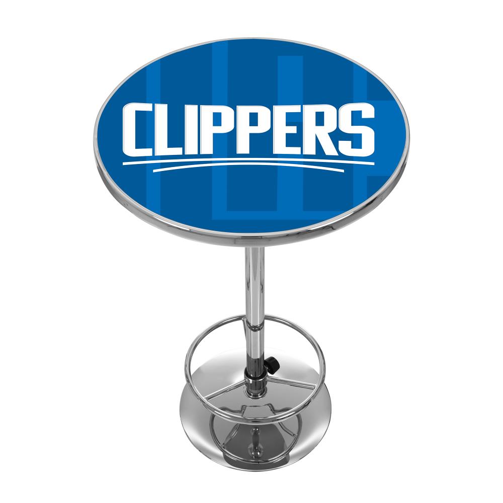 Trademark Gameroom NBA2000-LAC2 Los Angeles Clippers Pub Tables Chrome Round Traditional Bar Table, Composite with Metal Pedestal Base 27.375-in L x 42-in H