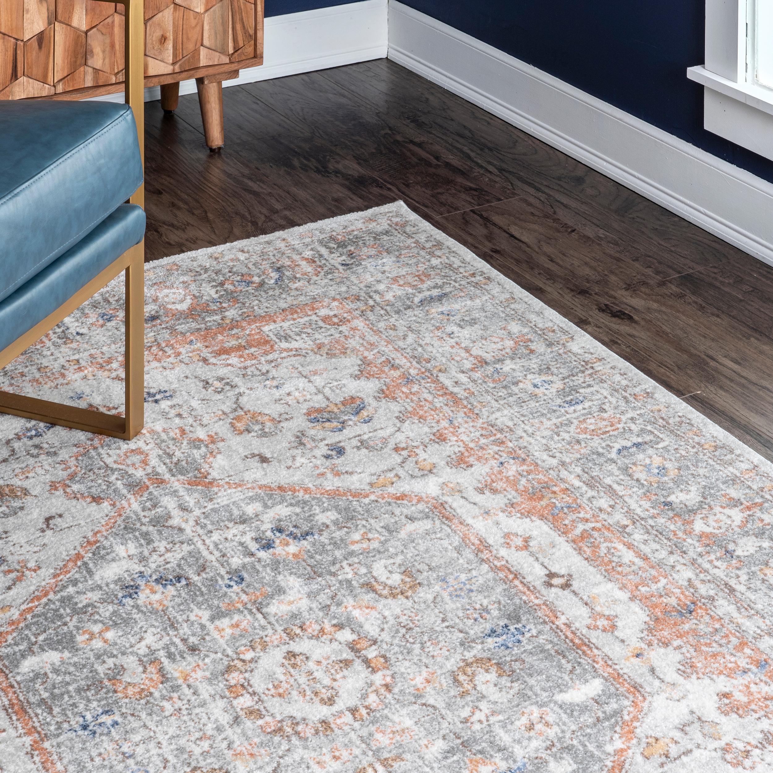 nuLOOM Jacquie 5' Square Vintage Floral Silver Area Rug
