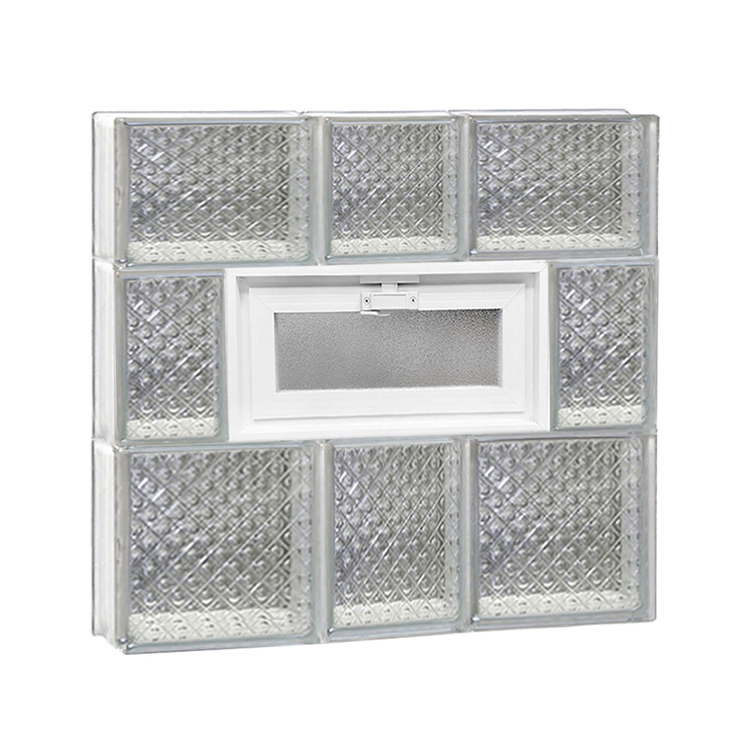 REDI2SET V2222DP Diamond Glass 21-1/4-in x 21-1/4-in Frameless Replacement Vented Glass Block Window