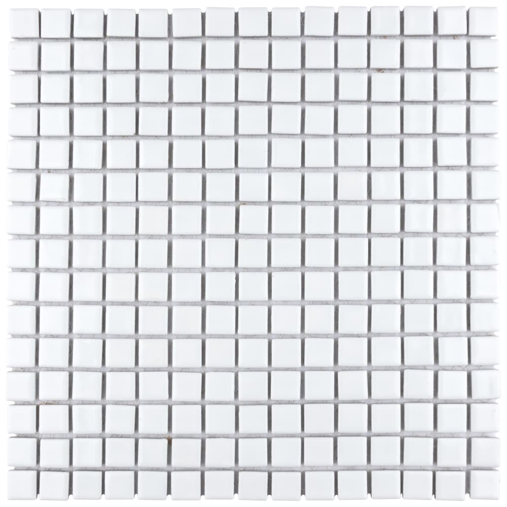 Affinity Tile FKOLI11 Hudson Edge White 12-in x 12-in Glossy Porcelain Stone look Mosaic Floor and Wall Tile ( 10.6-sq ft Carton )