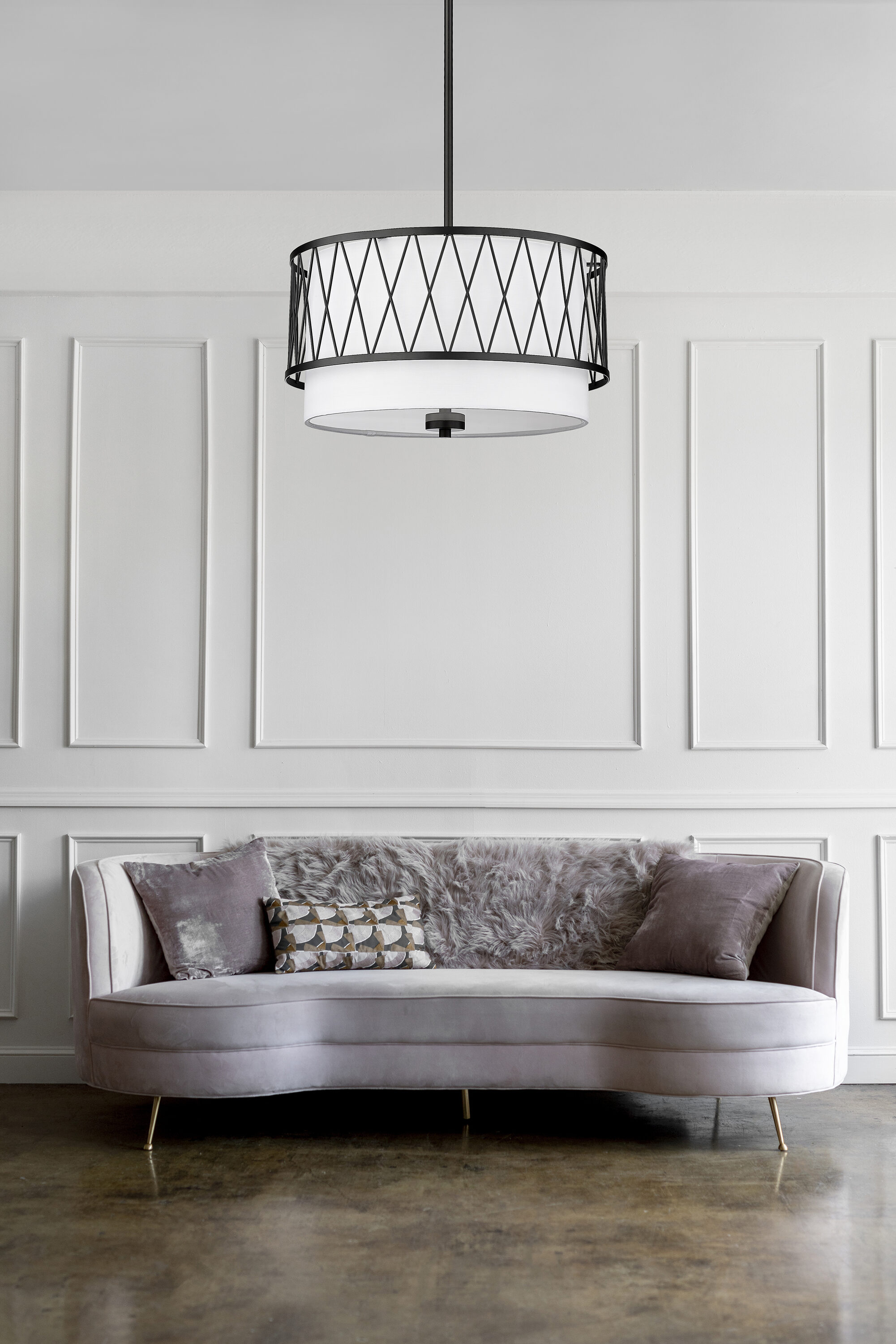Dalton 17" Matte Black and Nickel Drum Pendant Light
