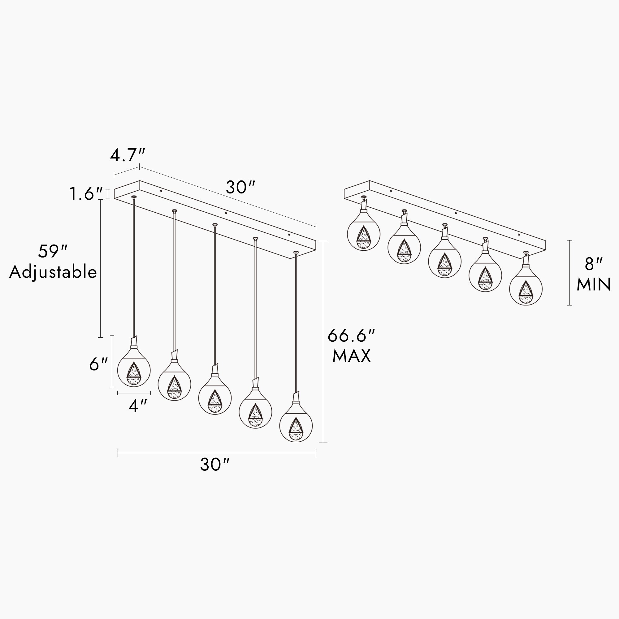 LNC Dsenlupor 5-Light Polished Gold Modern/Contemporary Clear Glass ...