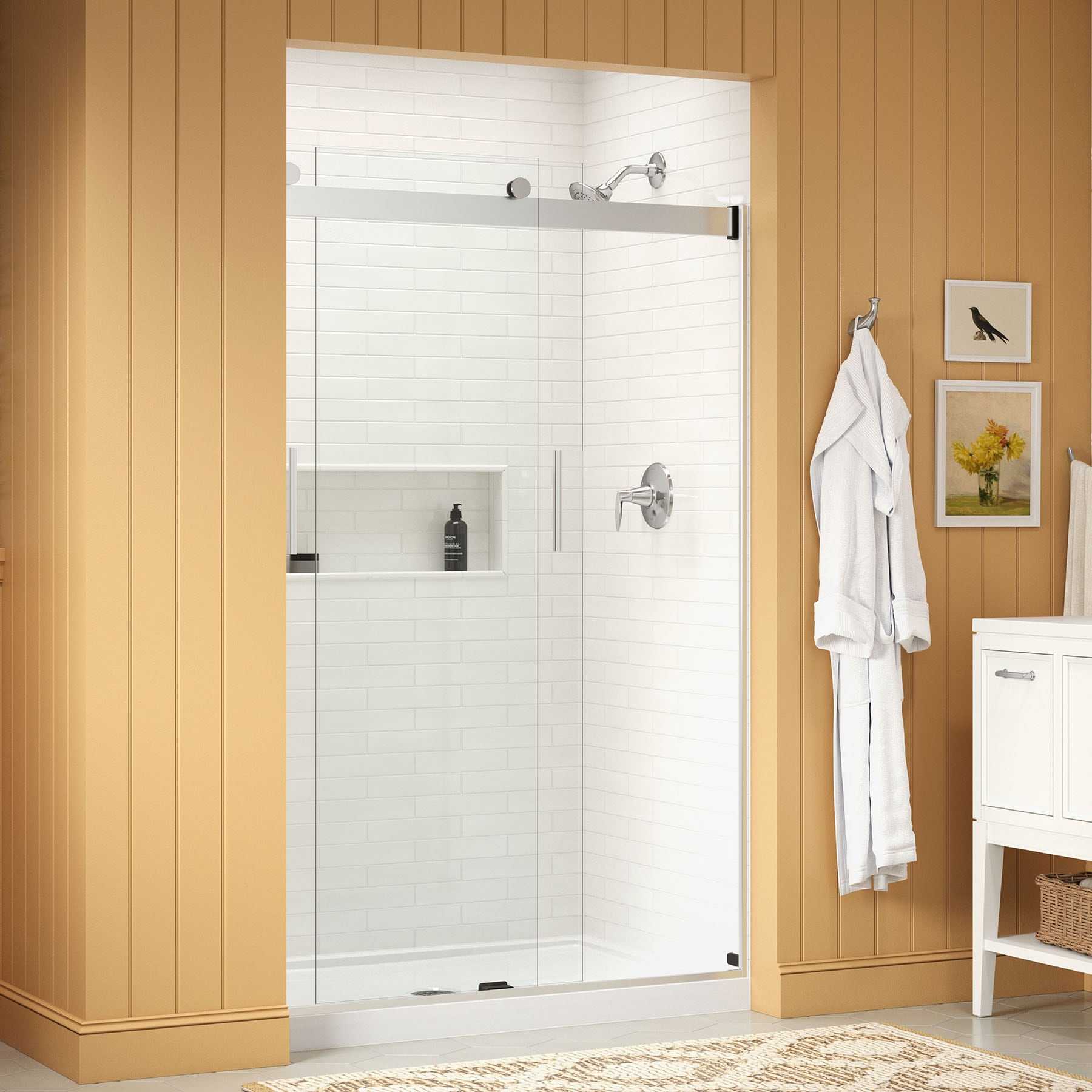 KOHLER Levity Bright Silver 44-in to 48-in W x 74-in H Frameless Bypass  Sliding Shower Door in the Shower Doors department at Lowes.com