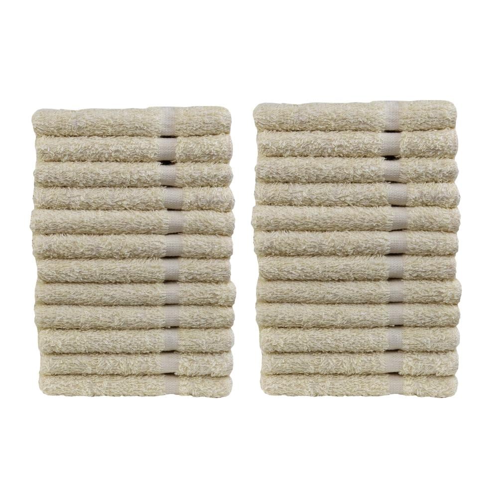 Fibertone KIT-WC14016BEGFT24P 24-Piece Beige Cotton Wash Cloth