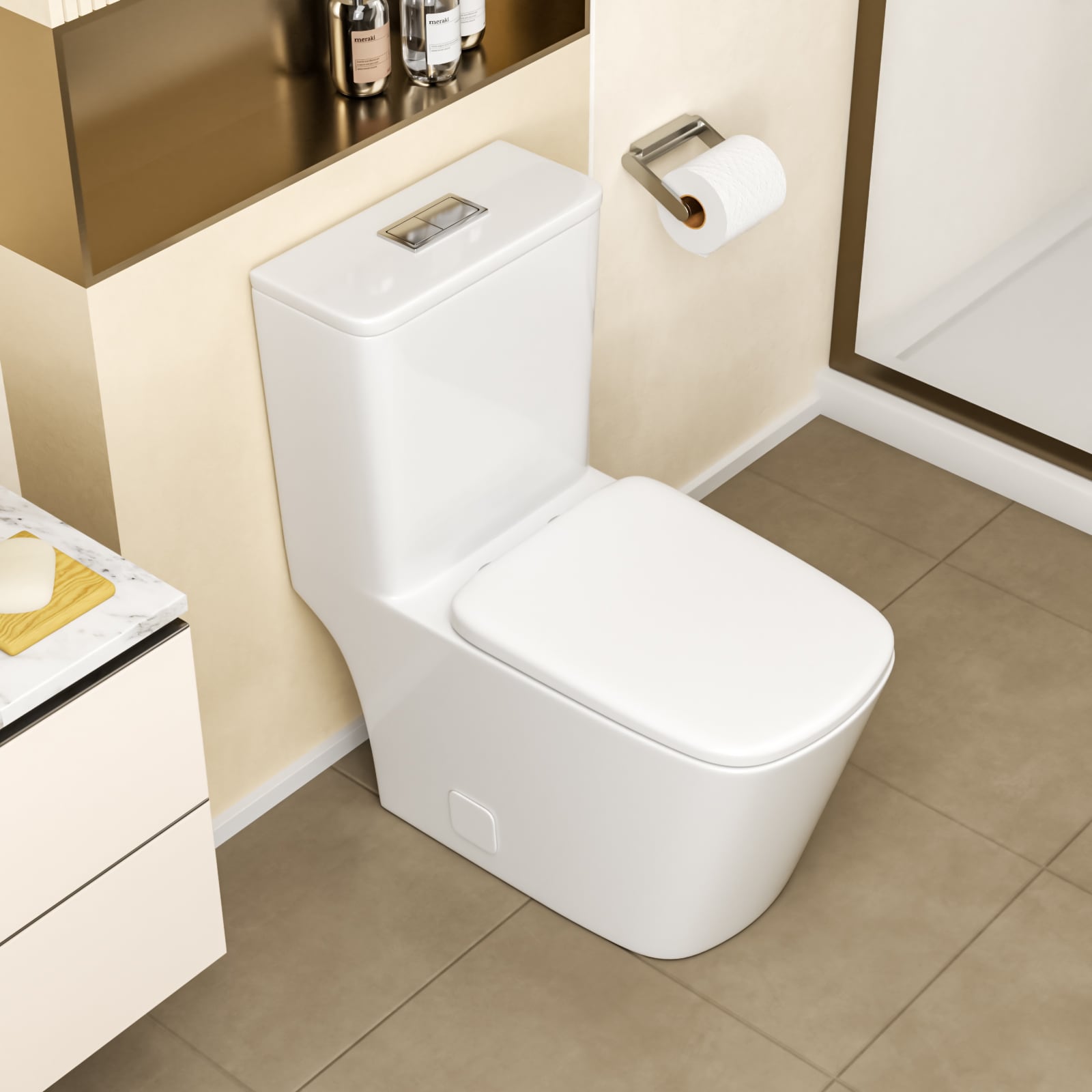 Lordear DOE Certified White 12-in Rough-In Dual Flush 1.1/1.6 GPF  Square Comfort Height Elongated 1-Piece Toilet with Soft Close Seat