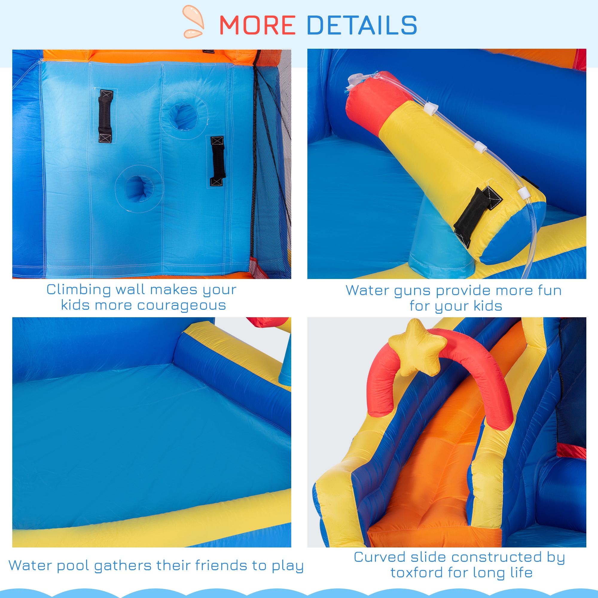 Outsunny Space Theme Inflatable Water Slide Bounce House with Pool and Cannon