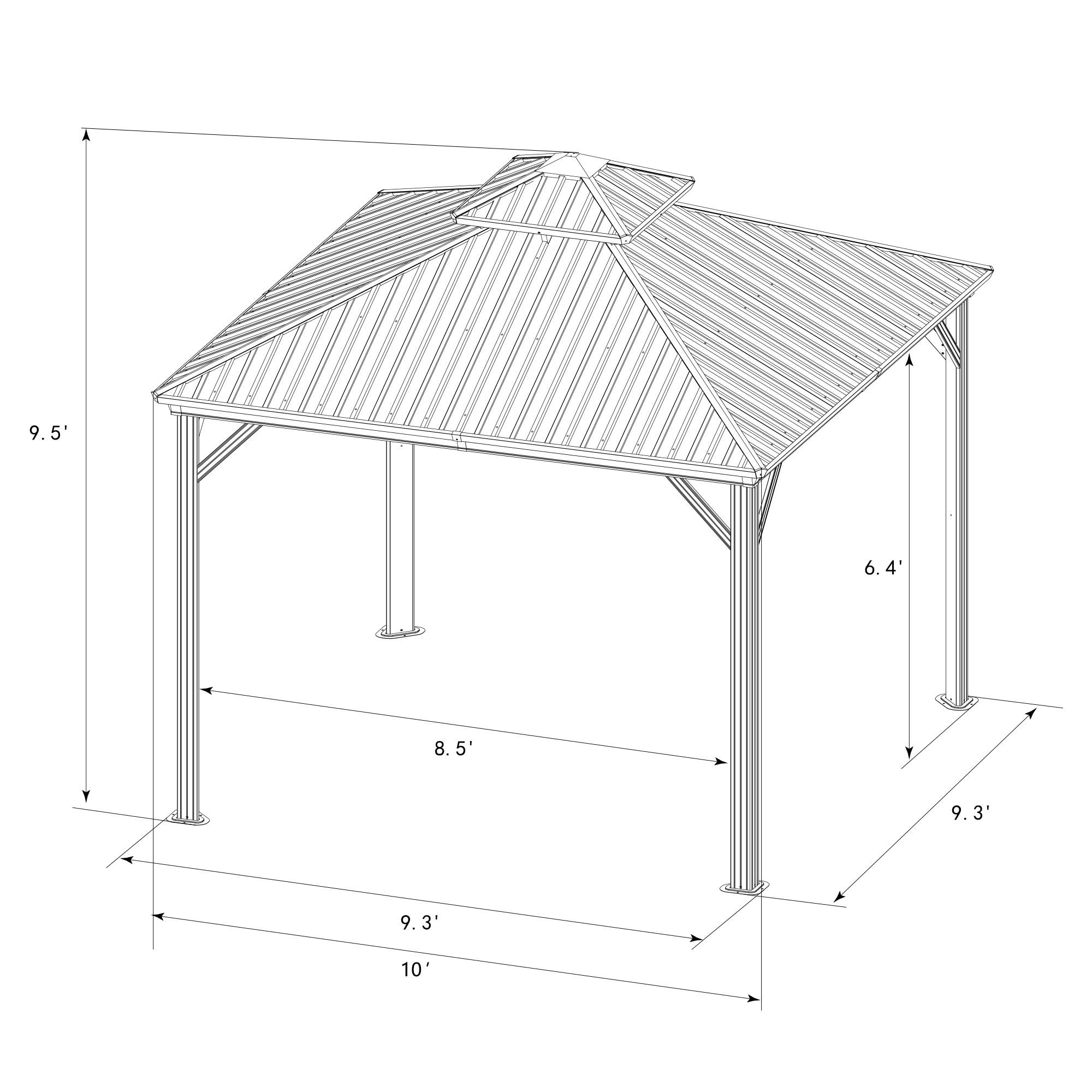 Kozyard 10-ft x 10-ft Gazebos Square Gray Metal Aluminum Roof Gazebo ...