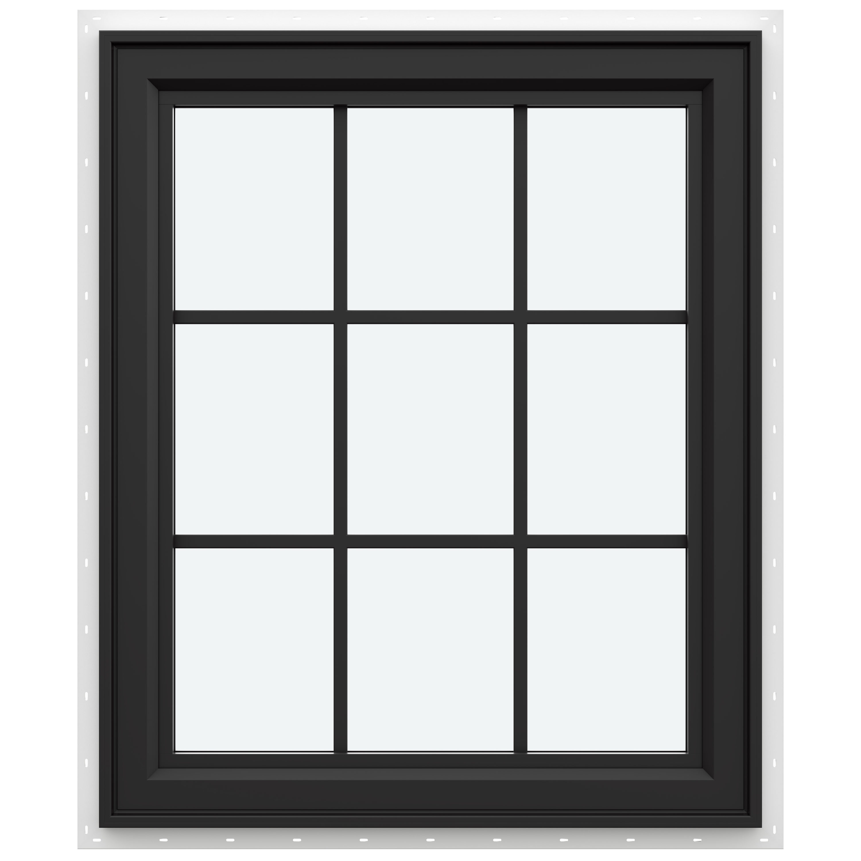 JELD-WEN LOWOLJW237600053 FiniShield V-4500 Black Right-Handed Vinyl Casement Window Annealed Glass with Grids ( Full Screen Included )