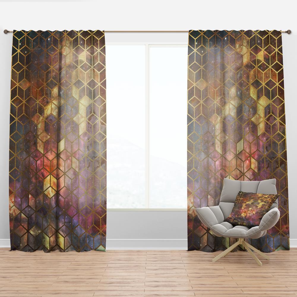 Designart CTN19153-52-108 108-Inches Yellow Geometric Room darkening Thermal lined Rod pocket Single curtain panel
