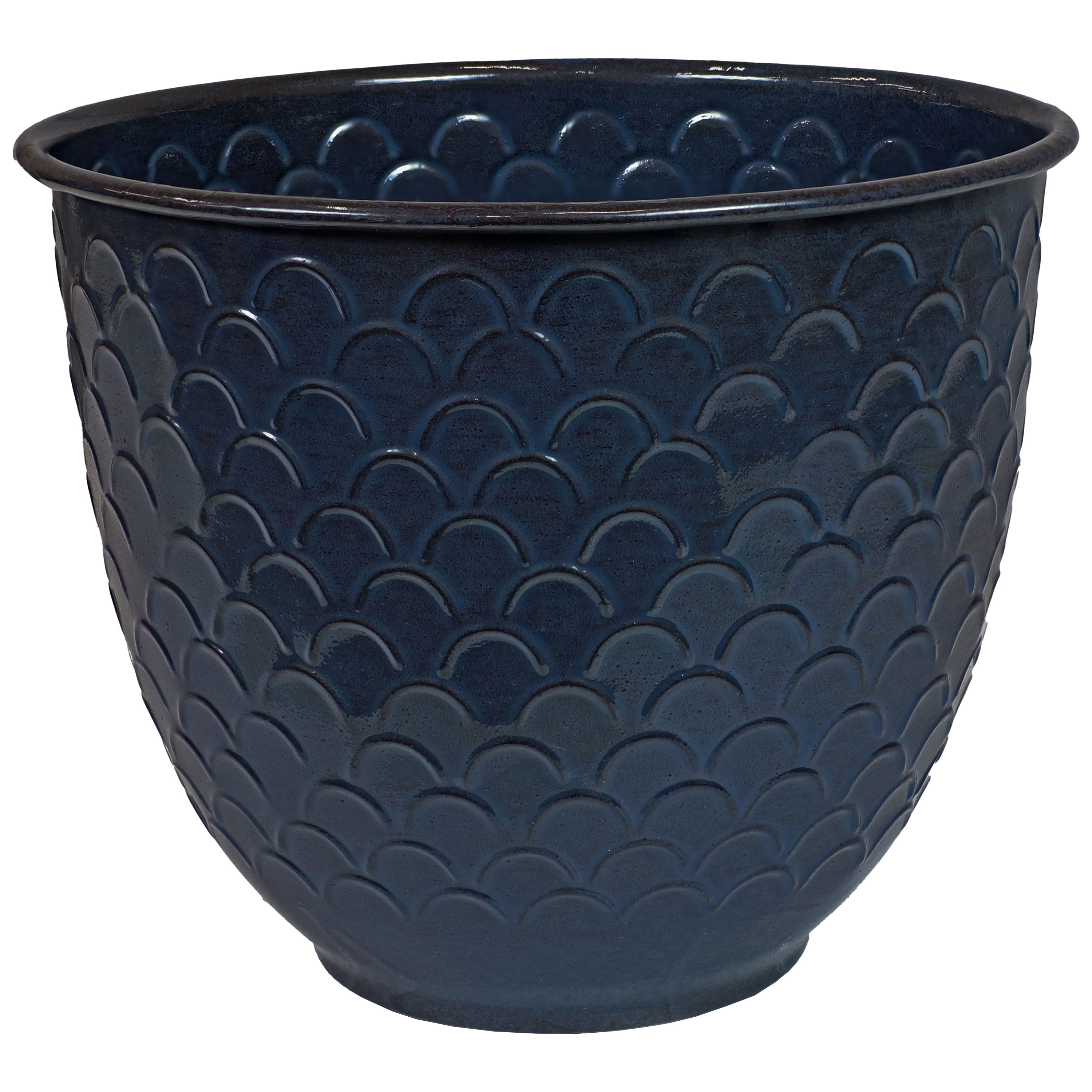 Dinah Navy Glaze Metal Indoor/Outdoor Planter Set