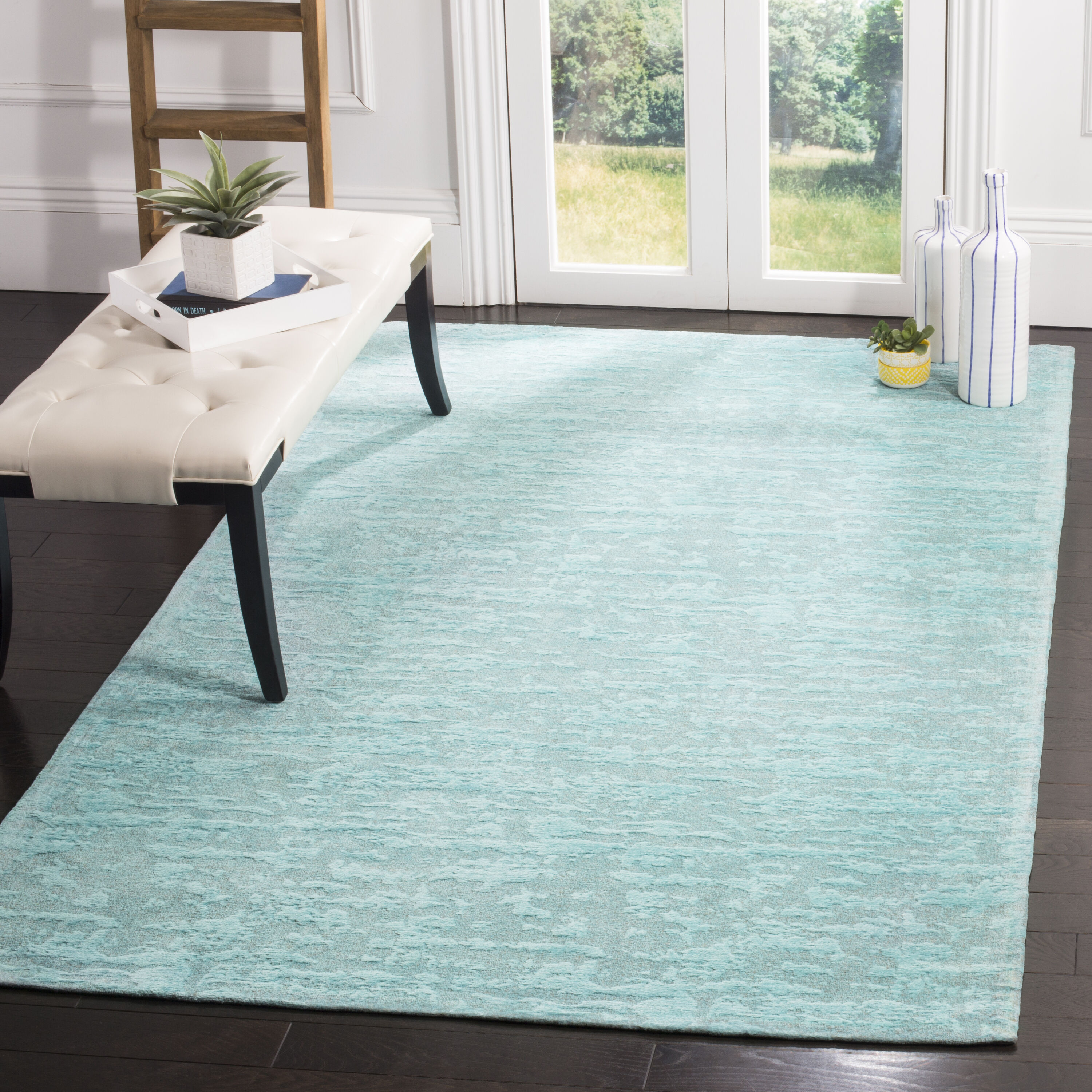 Safavieh MRB631K-24 Marbella Florette 2 x 4 (ft) Loomed Polyester Blue/Turquoise Rectangular Indoor Abstract Throw rug