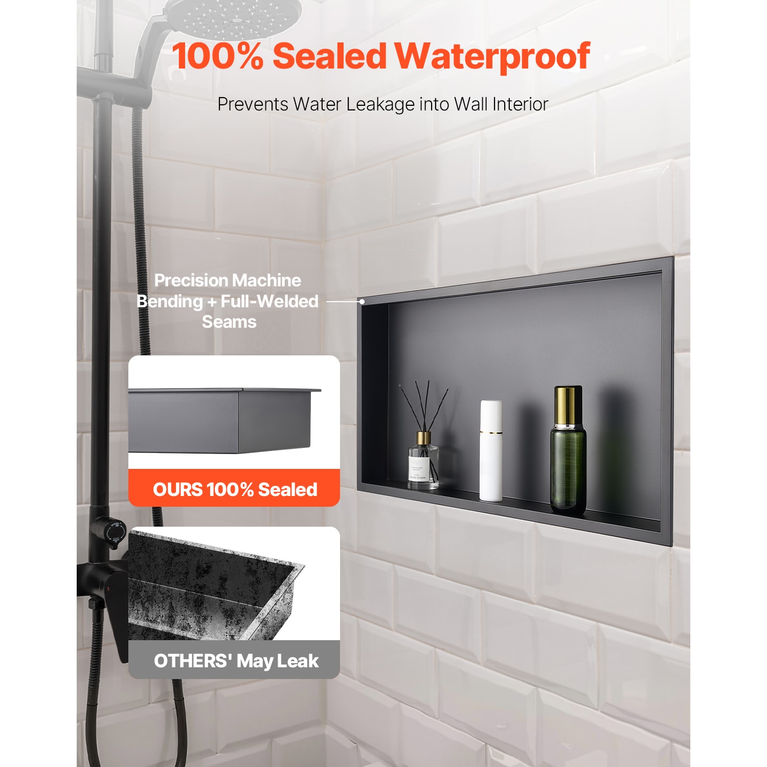 VEVOR SCBXGLYBKHS113127V0 Bathroom-Shelves - View #2