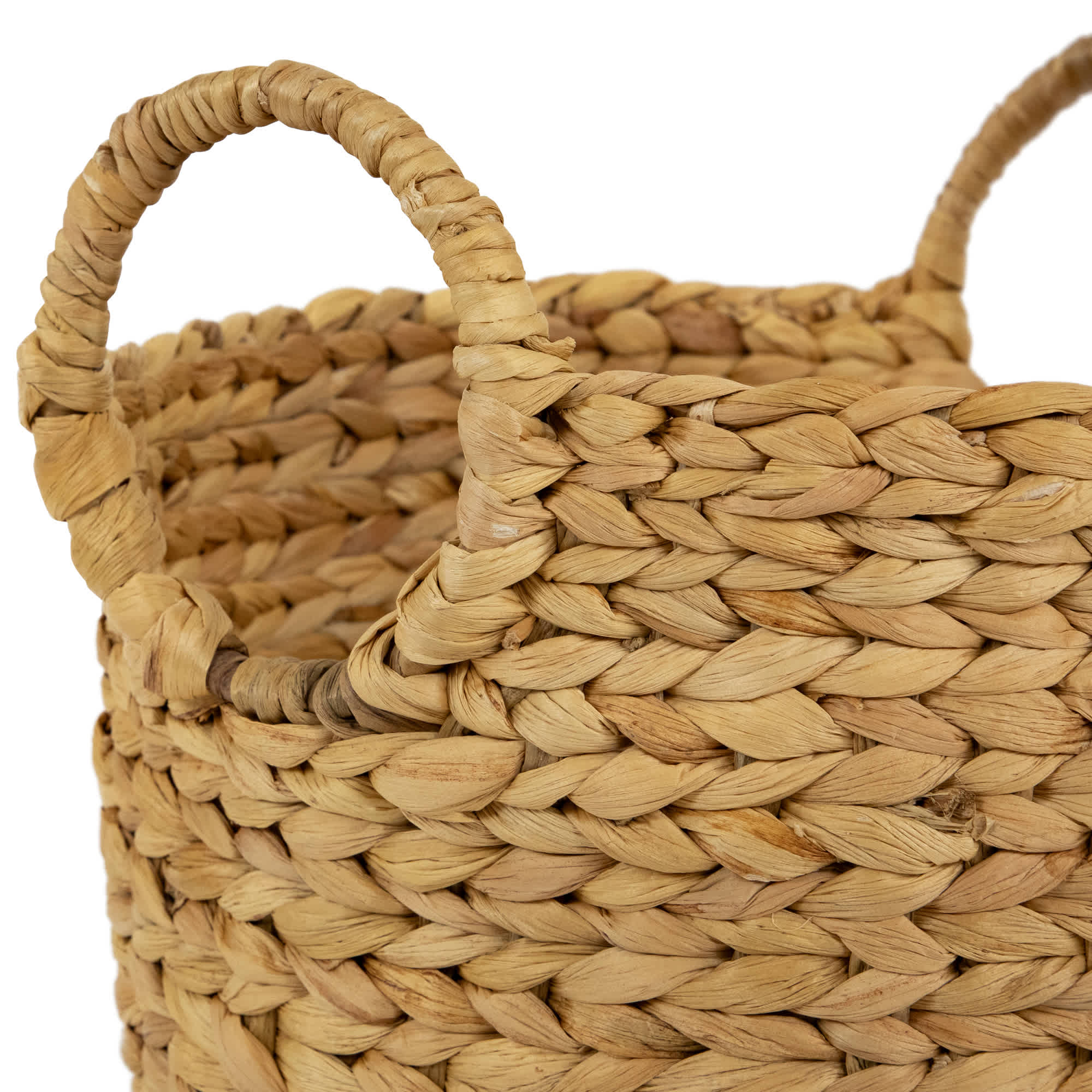 Northlight Set of 2 Beige Textured Water Hyacinth Woven Storage Baskets ...