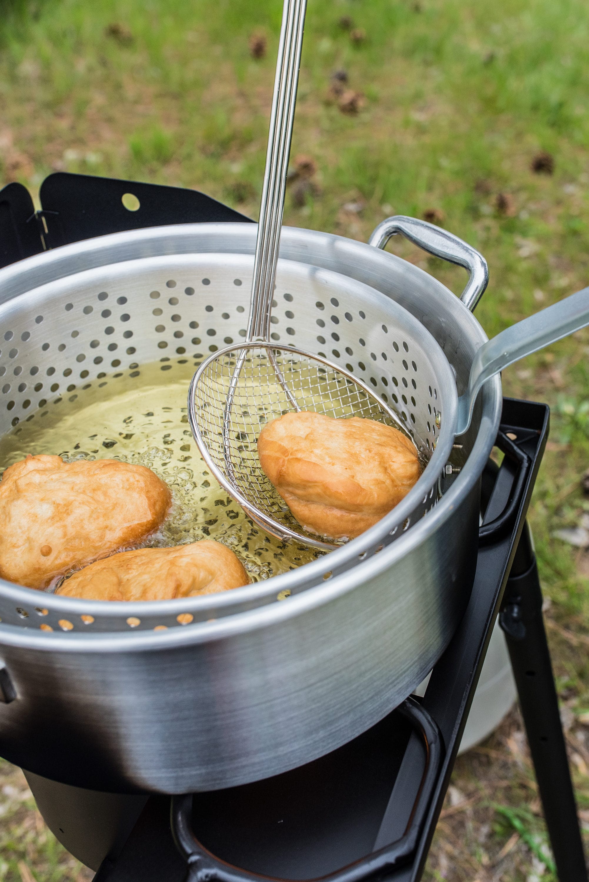 Camp Chef Aluminum Hot Water Pot with Dispenser in the Grill