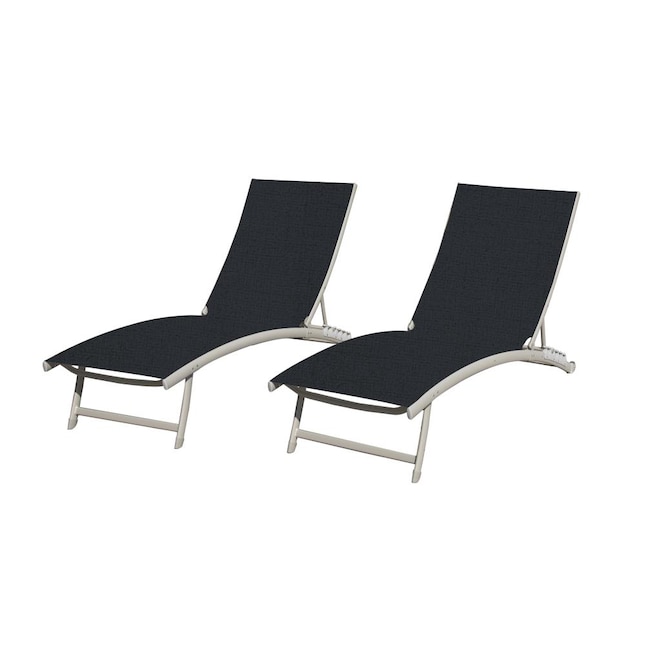 Vivere 2 Stackable Silver Aluminum Frame Stationary Chaise Lounge Chair ...