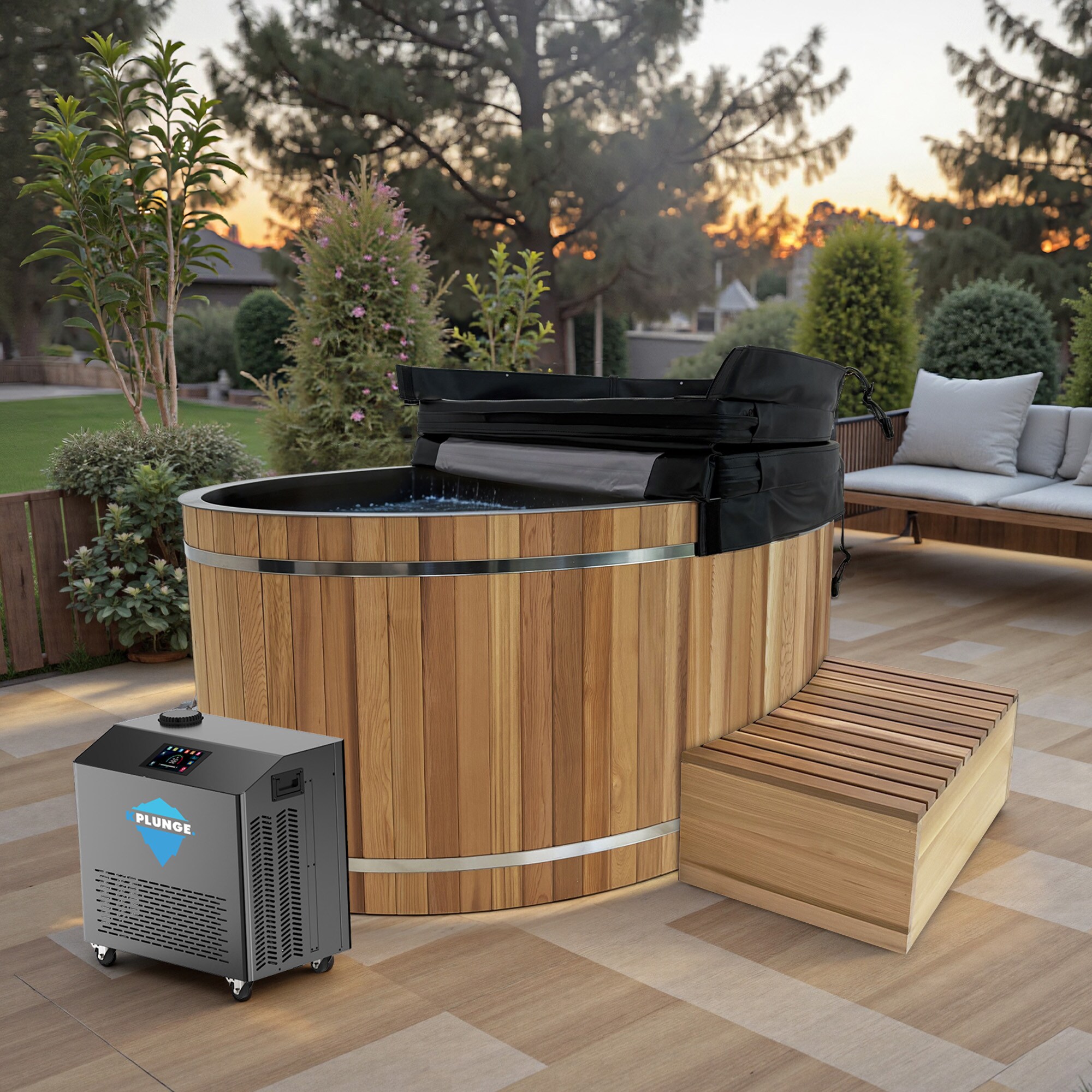 KPLUNGE Vinter Series 42-in x 62-in Brown Wood Oval Freestanding
