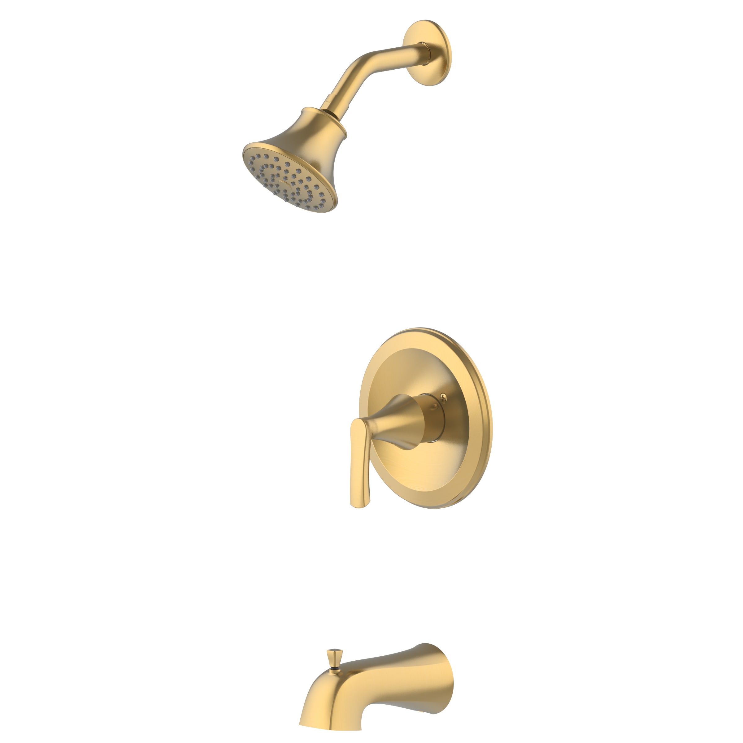 Project Source 65873X-124408 Brushed Gold 1-handle Single function 4.06-in Round Bathtub and shower Faucet with Valve