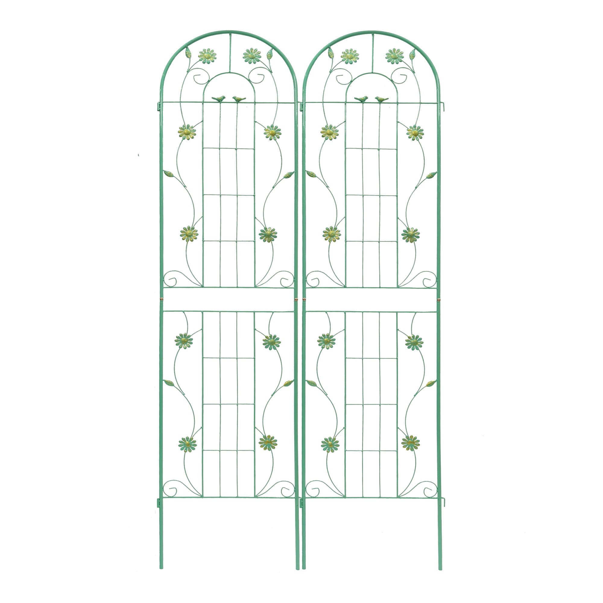 Kahomvis GDLIFE-QPT2-735 Garden Trellis 20-Inches W x 86.7-Inches H Green Iron Garden Trellis For Climbing Plants For Cucumbers For Roses For Tomatoes