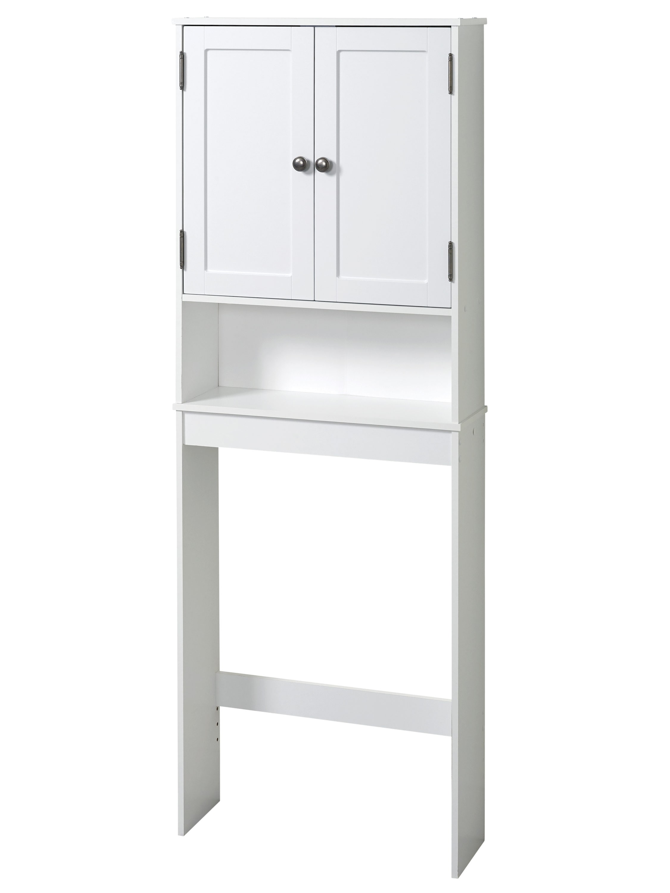 Basicwise QI004022.WT White Over The Toilet Standing Cabinet Organizer for Bathroom with Open Shelf