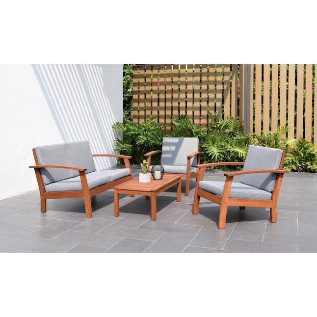 Wood Frame Patio Conversation Set, How Long Does Eucalyptus Outdoor Furniture Last