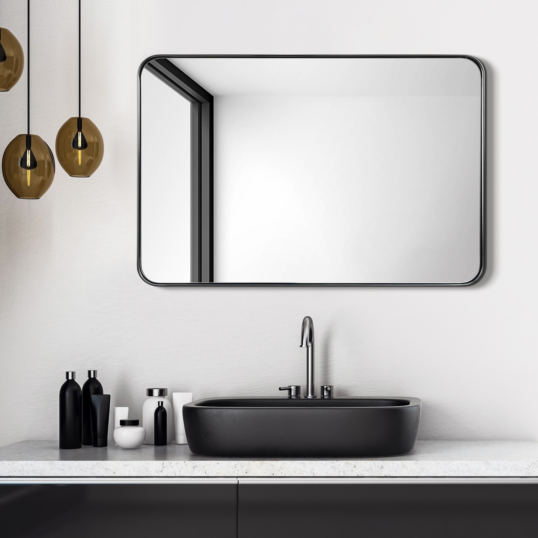 Sleek Silver Stainless Steel 24" x 36" Rectangular Wall Mirror